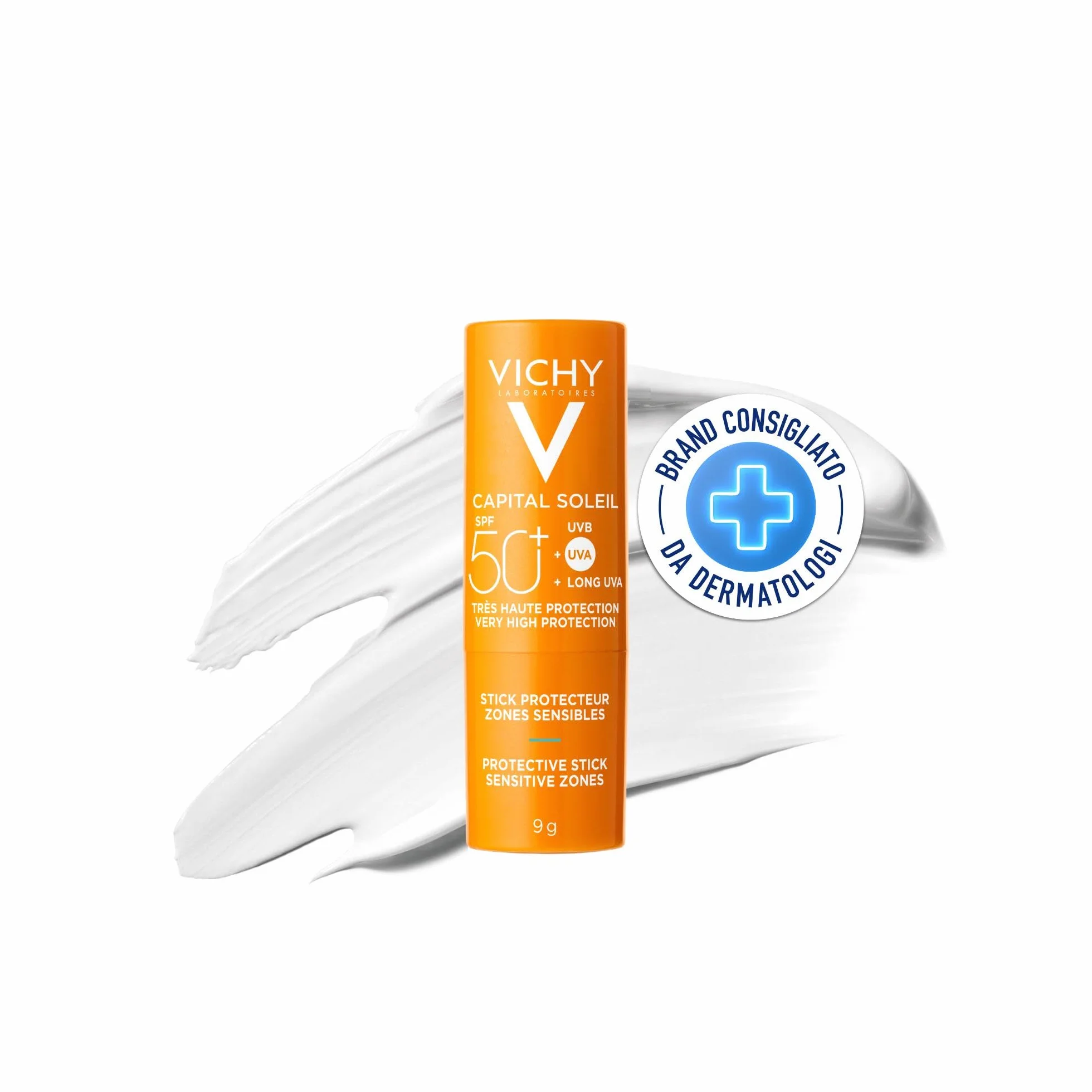 Stick Protezione Estrema SPF50+ 9G per Zone Sensibili - Ipoallergenico e Resistente all'Acqua con Acqua Termale di Vichy
