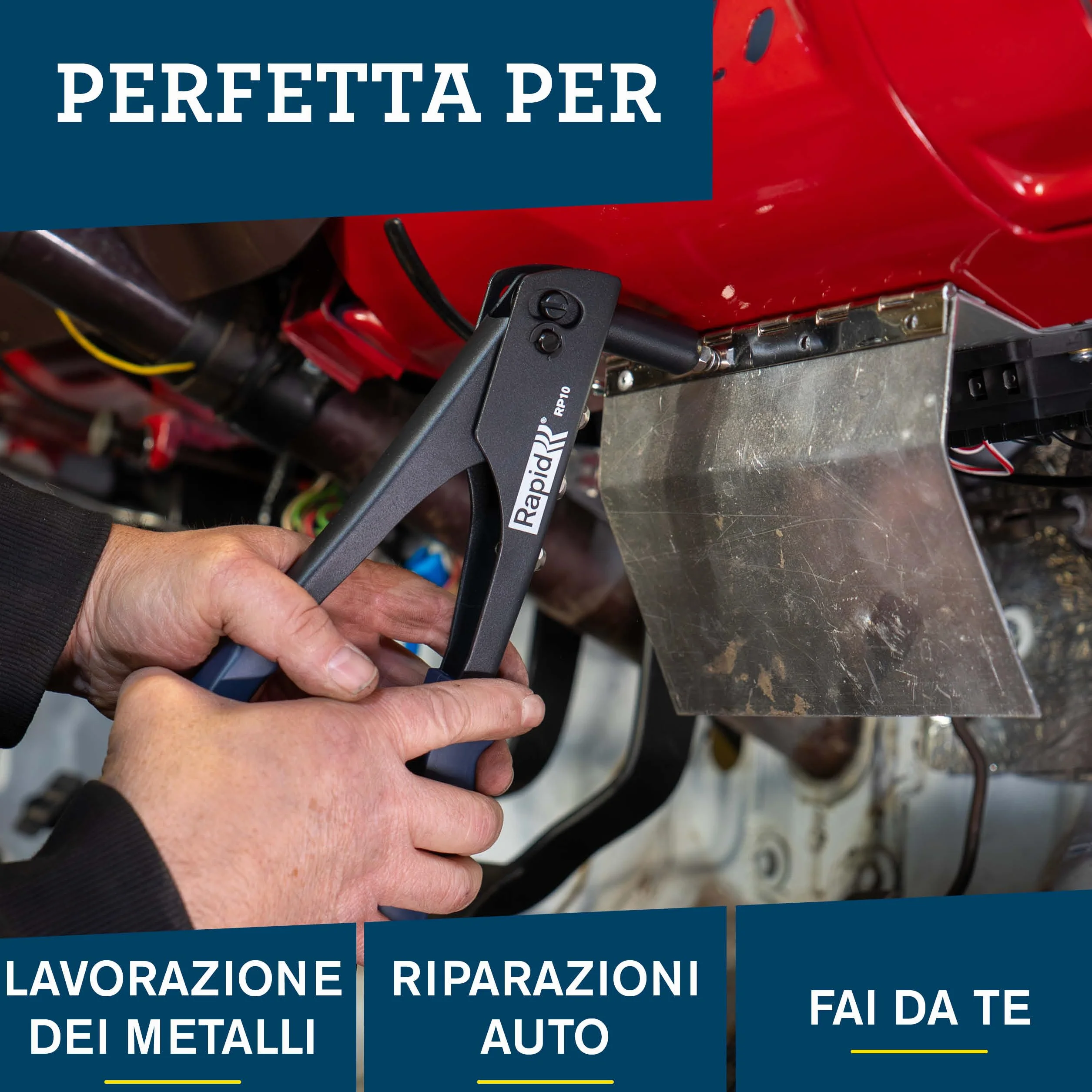 Rapid RP10 Kit Rivettatrice Manuale con 100 Rivetti Alluminio 3.2-4.8mm Impugnatura Morbida