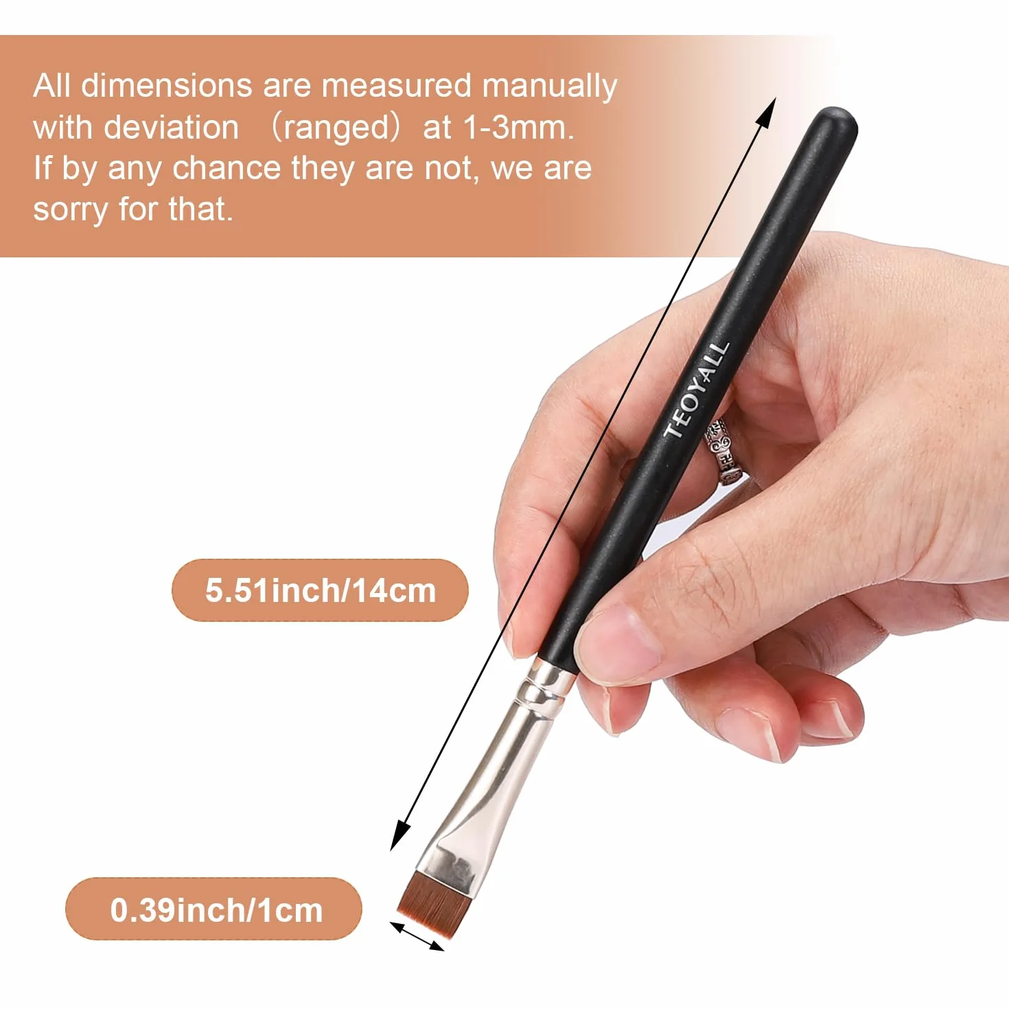 TEOYALL Pennello sottile e piatto per eyeliner, pennello preciso per definire le sopracciglia, pennello correttore per coprire le imperfezioni (pennello piatto multifunzionale)