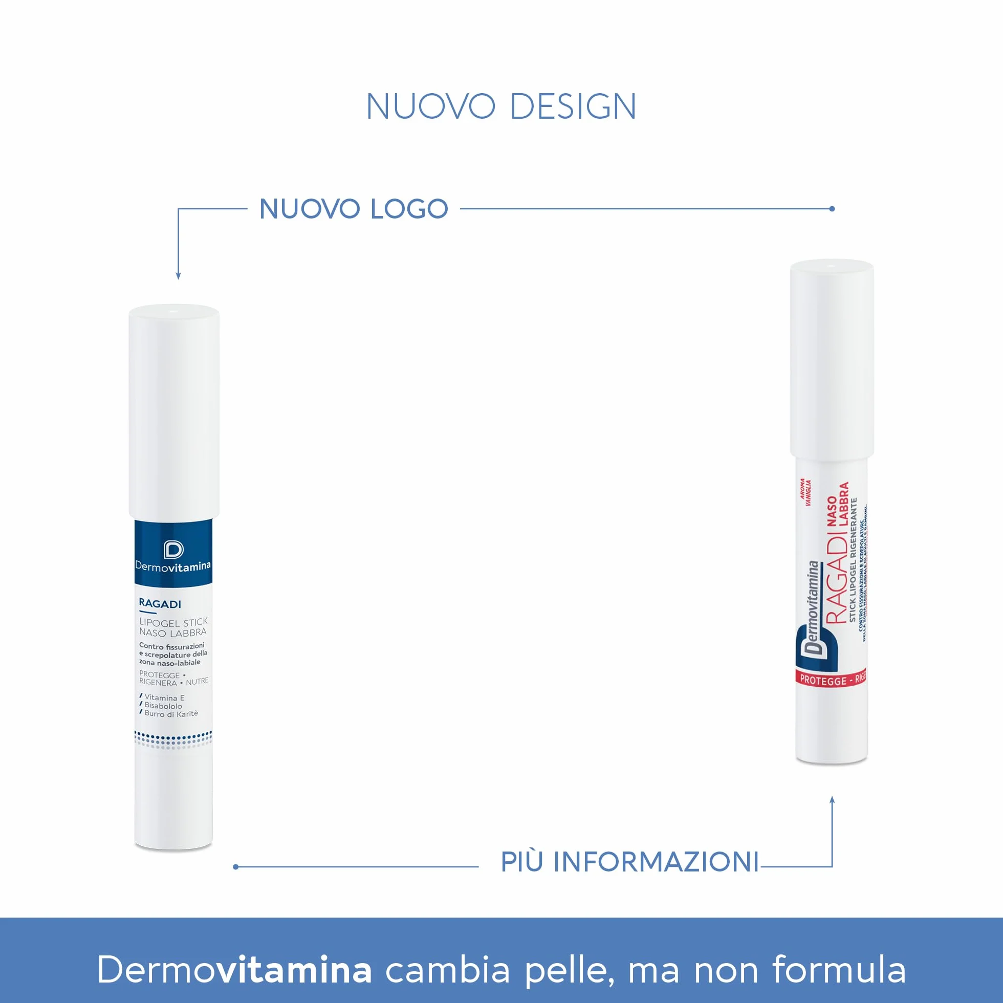 Dermovitamina Ragadi Naso Labbra - Stick per Labbra e Naso Screpolato - Stick Lipogel Rigenerante - Aroma Vaniglia - Senza Conservanti - Lim Balm da 3 ml