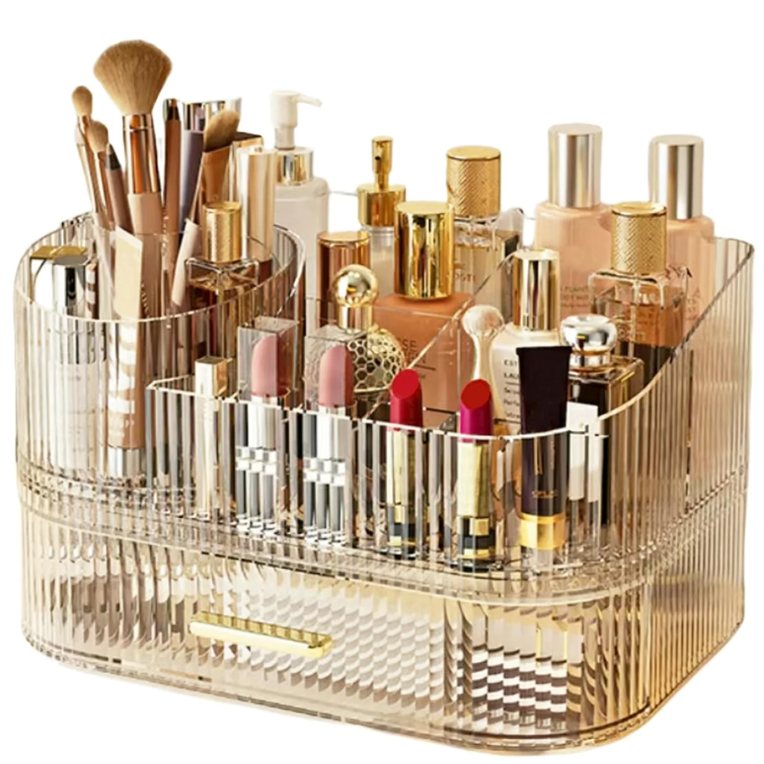 Organizer per trucchi e cosmetici con cassetto, grande organizer in acrilico per rossetti, lozioni, smalti, profumi, pennelli, matite per sopracciglia, gioielli, toeletta, cassettiera, camera