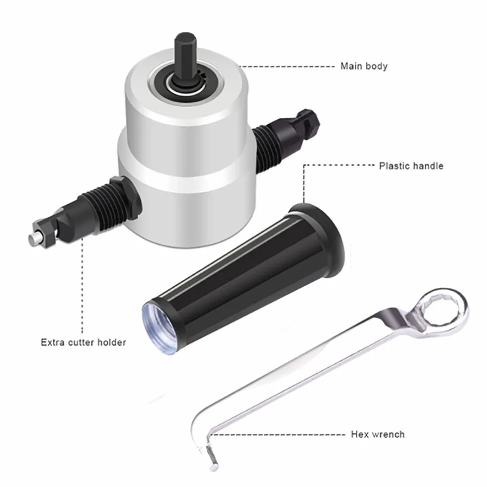 Nibbler Cutter 360 Gradi Regolabile Power Drill Kit Strumenti di Taglio