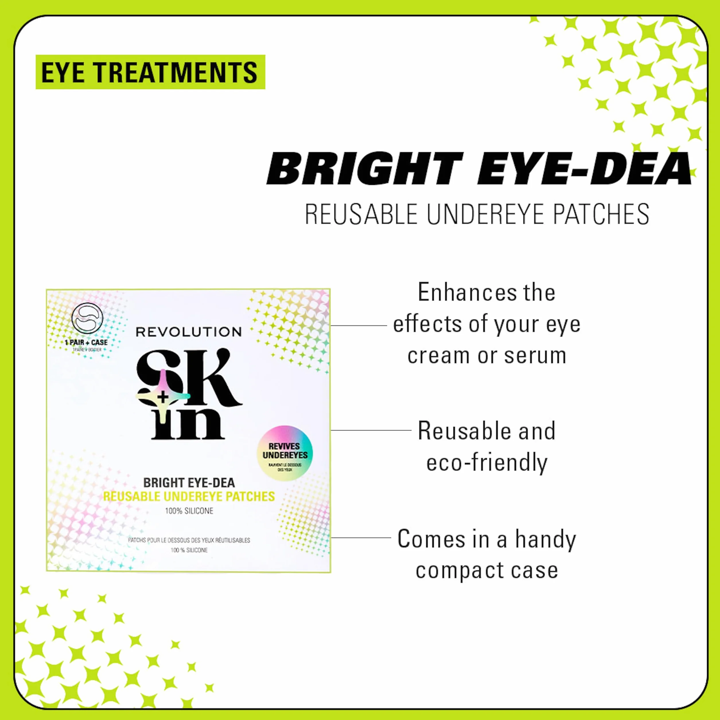 Revolution SKin, Silicone Eye Patches, Patch Occhi in Silicone Riutilizzabili, Sgonfiano e Idratano, Vegano e Cruelty-Free, 1 Paio