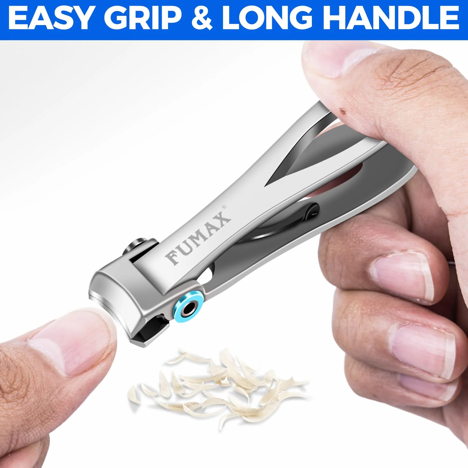 Tagliaunghie per unghie spesse, regalo per uomini e papà, grandi tagliaunghie con apertura a ganascia larga 15 mm, tagliaunghie resistente per anziani con manico lungo