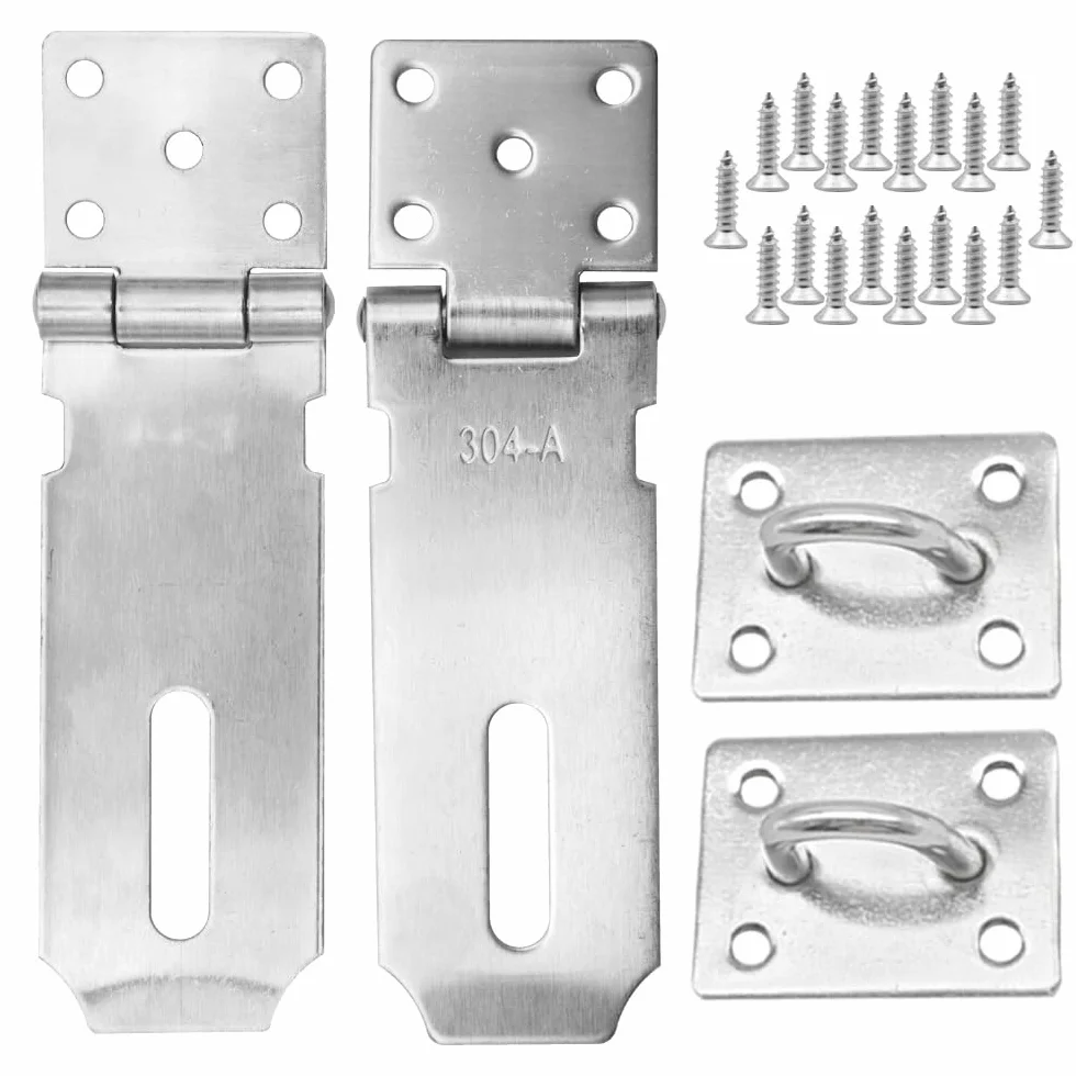 Lucchetto Hasp in Acciaio Inox 4 Pollici Heavy Duty Serratura Porta Chiavistello con Viti Antifurto (MK-180)