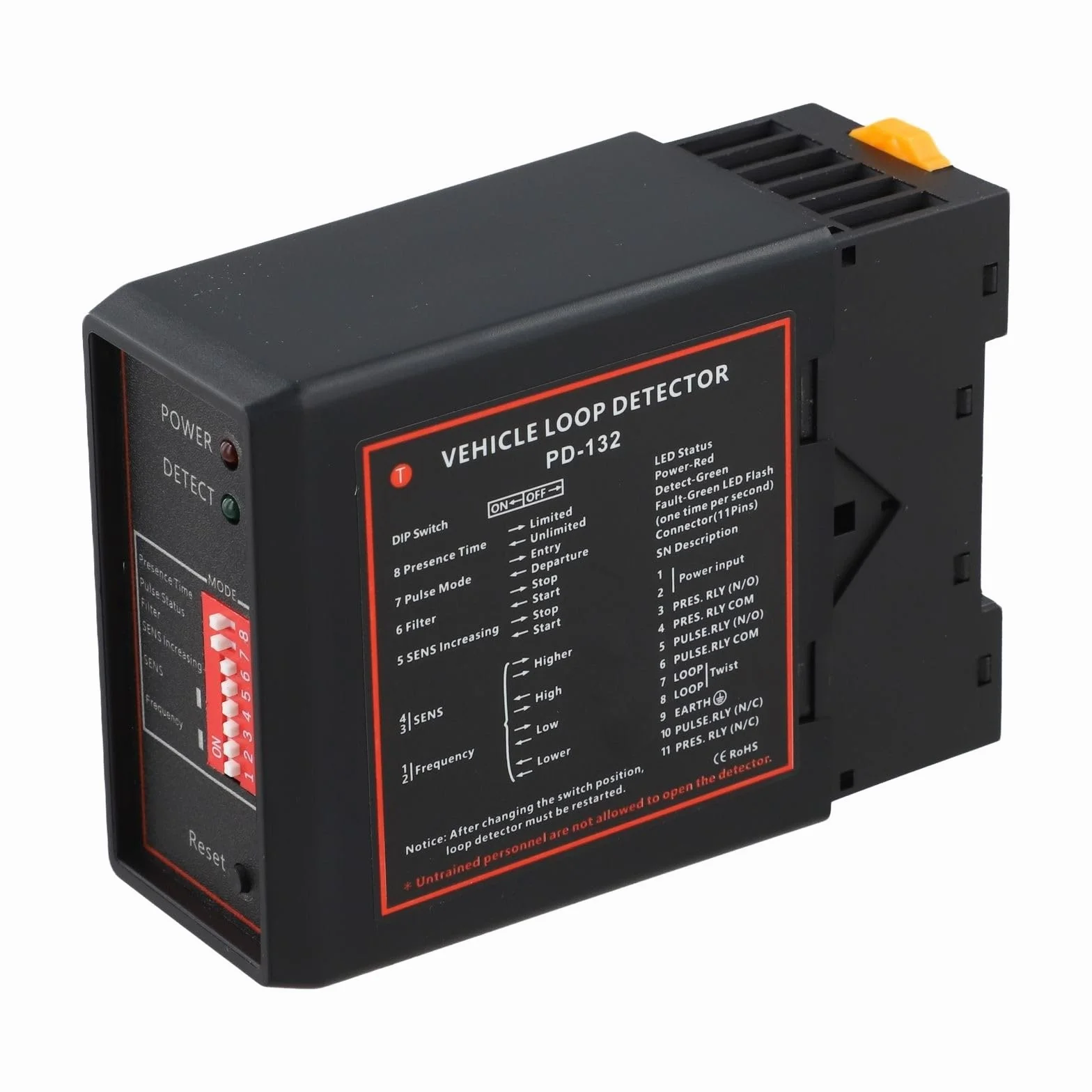 Rilevatore di loop induttivo a canale singolo 12 V/24 V CC per porte automatiche, nero