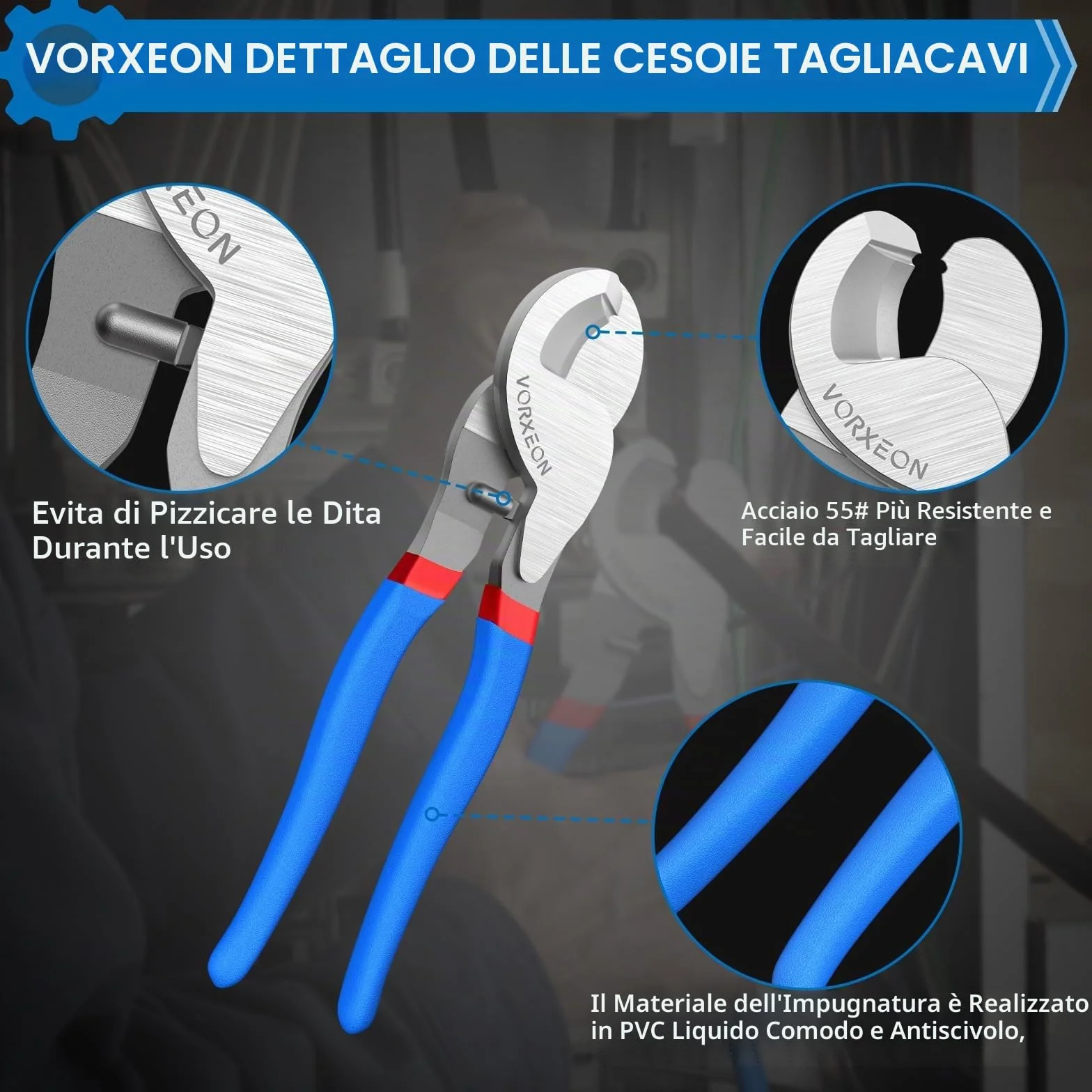 Tagliacavi 240mm, Wire Cable Cutters Acciaio 55#, Utensili da Taglio per Cavi Alluminio e Rame 0-70mm²