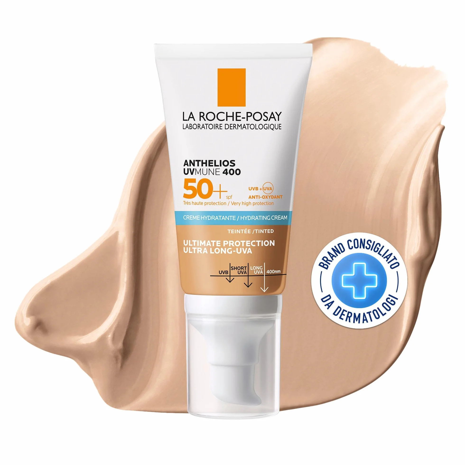 La Roche-Posay, Anthelios UVmune 400, Crema solare idratante, SPF50+, protezione UVA e UVB molto alta, adatta a pelli sensibili, resistente all'acqua, con profumo, 50 ml