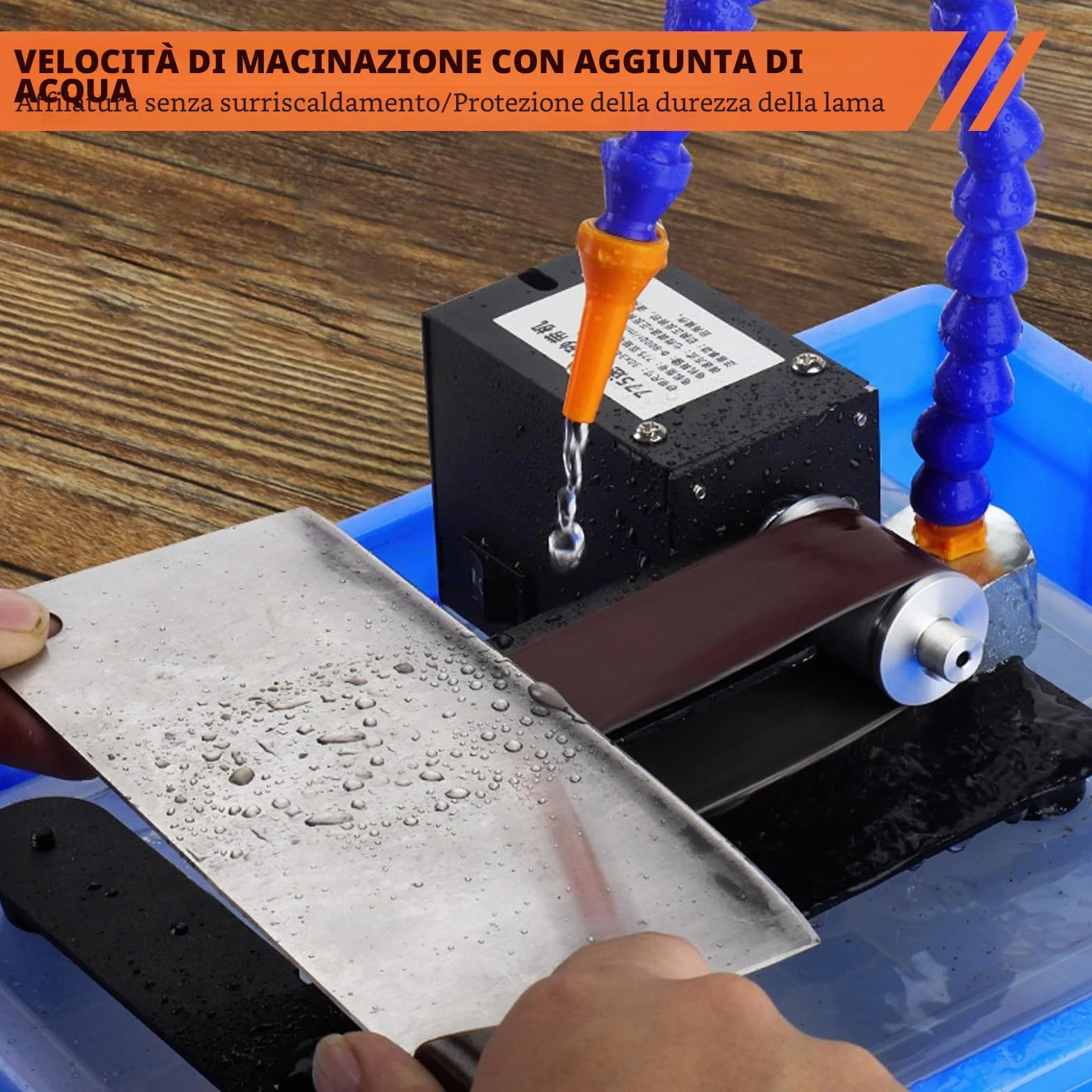 Levigatrice a Nastro Elettrica 7 Velocità con 10 Nastri Abrasivi per Metallo Legno Affilacoltelli