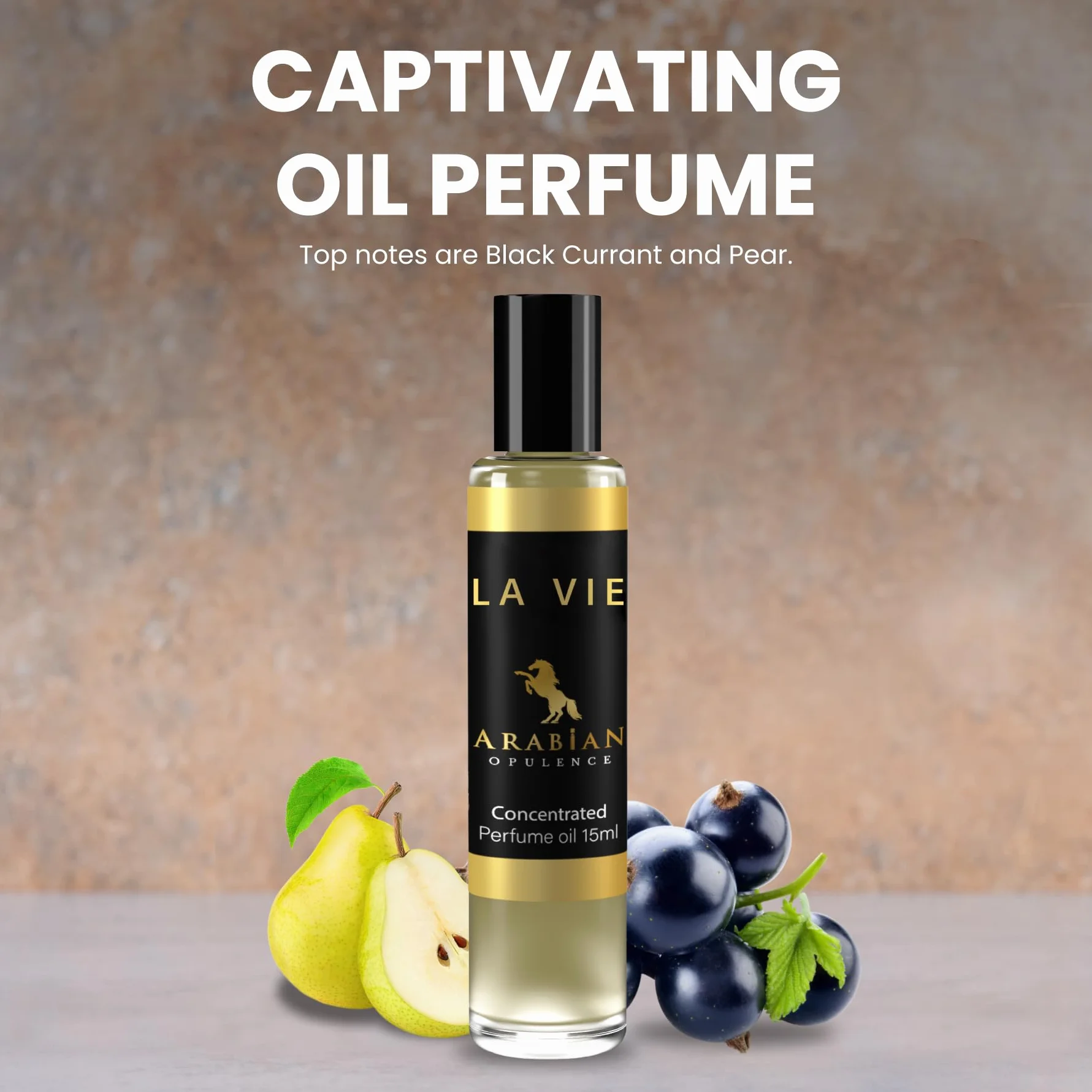 Olio profumato da donna La Vie FR182. Bottiglia con roll-on da 15 ml. Arabian Opulence. Dolce, vanigliato, balsamico, legnoso, fruttato, cipriato.