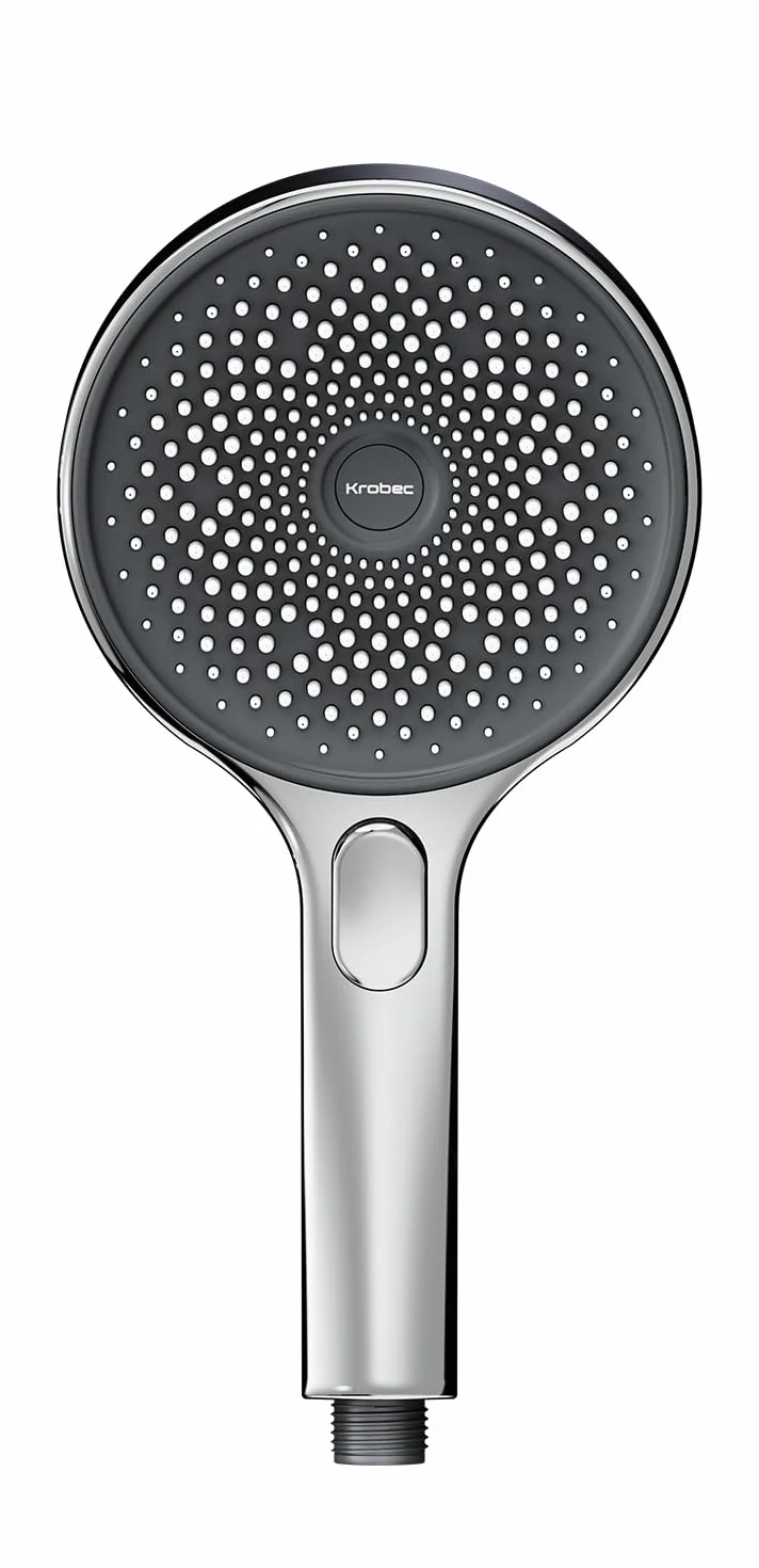 Krobec Soffione doccia 130 mm 3 modalità doccia estraibile risparmio idrico EasyClean cromato