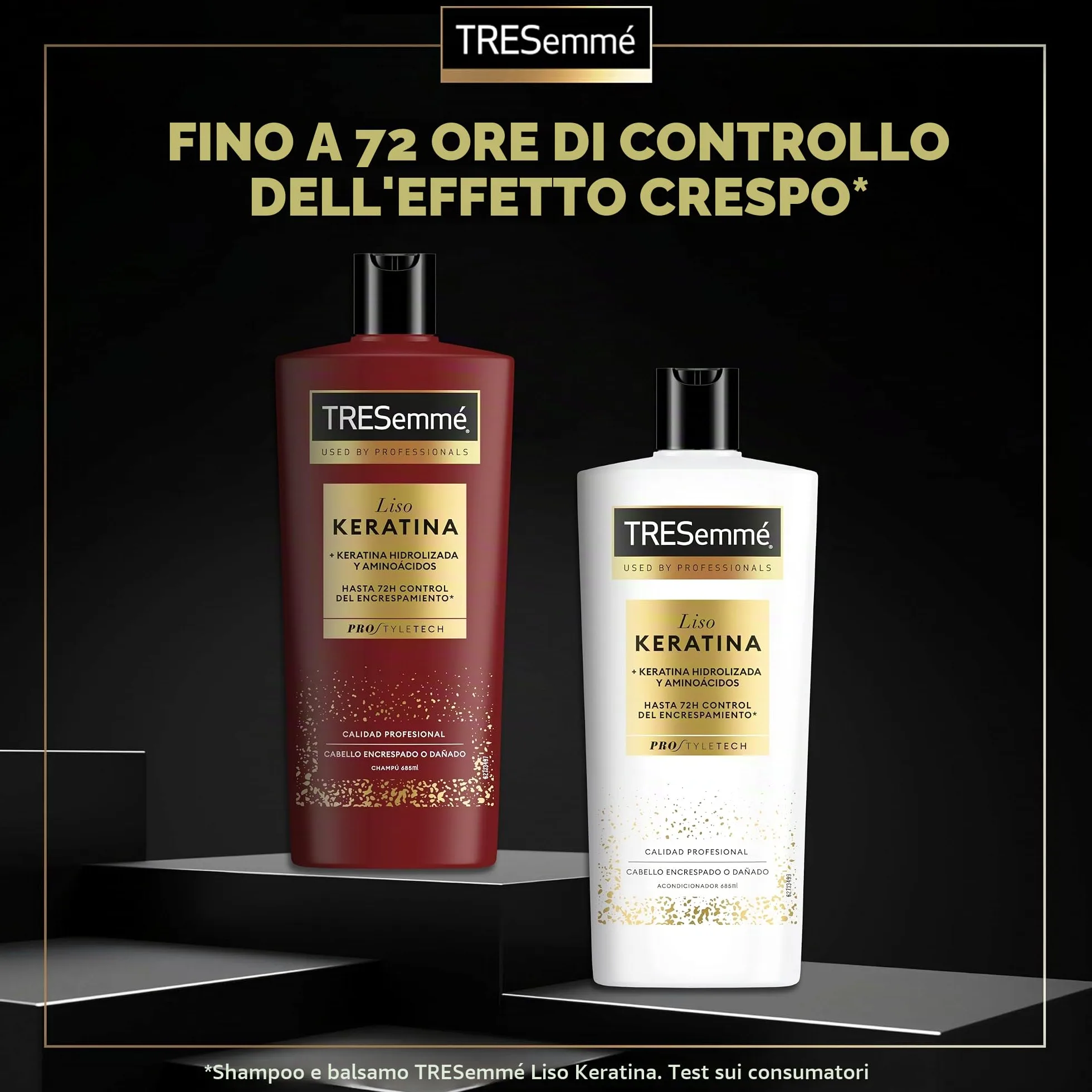 TRESemmé Shampoo Liso Keratina per capelli crespi o danneggiati con olio di Marula e Keratina, confezione da 6 x 685