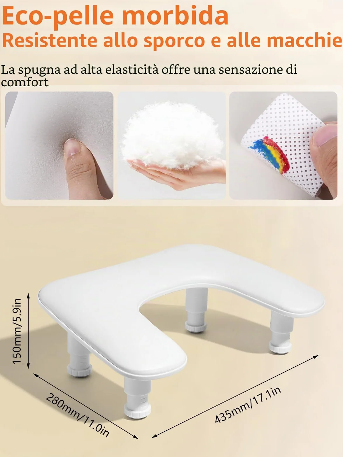 Deciniee Poggiamano per Unghie: Forma U Appoggia Mani per Unghie - Altezza Regolabile Poggia Mani per Unghie per Tavolo Manicure Tavolo Estetista per Unghie - Bianco