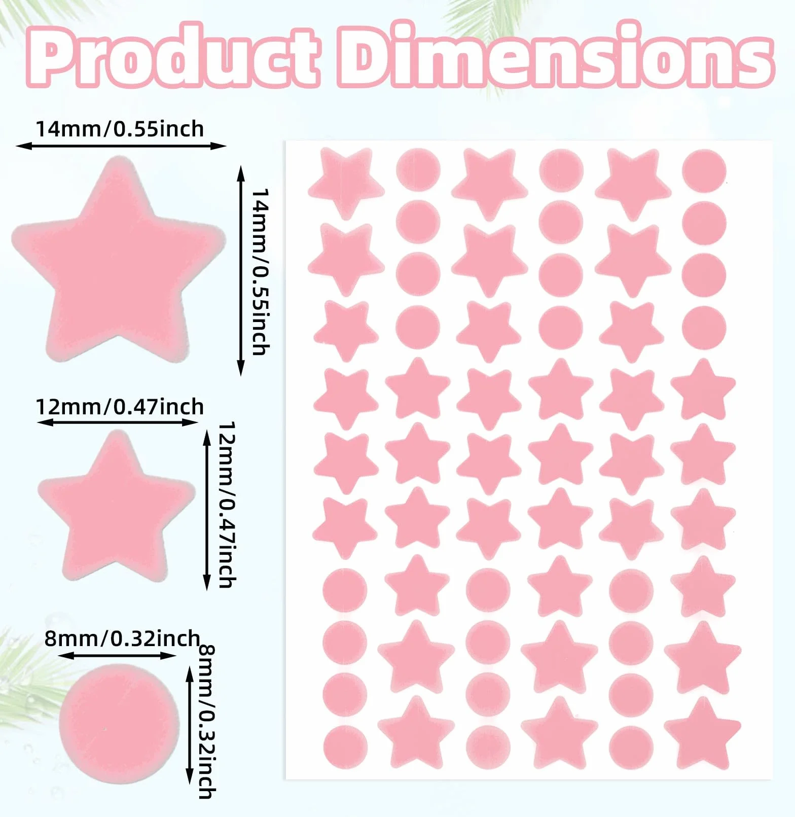 Gosknor 600pz Rosa Cerotti per Brufoli, 240 Copri Brufoli Rotondi Viso 240 Piccoli Cerotti l'Acne a Forma di Stella e 120 Grandi Patch l'Acne a Forma di Stella per Feste Trucco