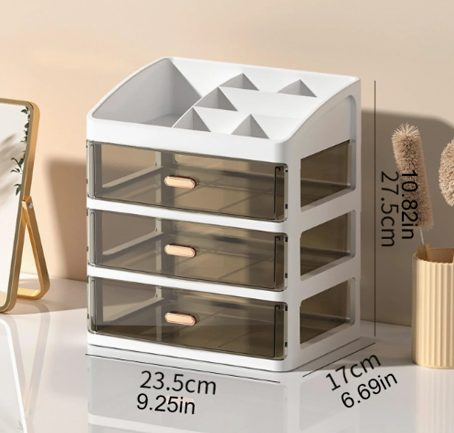 Grande Organizer per Trucchi per Vanità, Organizer per Cosmetici con 7 Scomparti e 3 Cassetti, Contenitore Impermeabile per La Cura della Pelle per Il Bagno della Camera da Letto