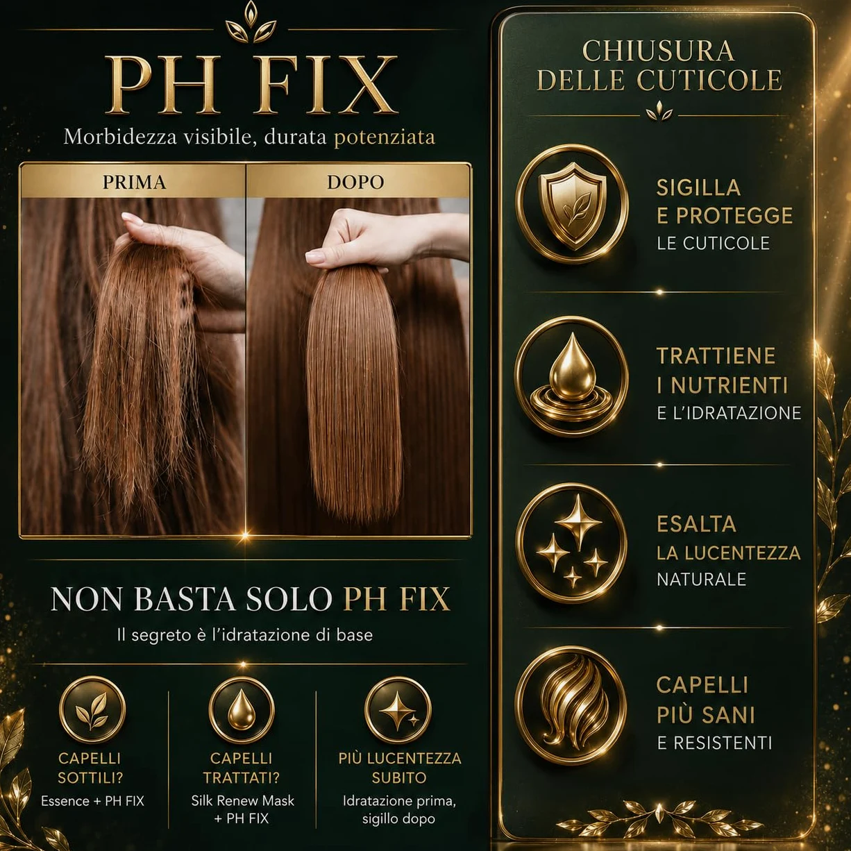 Organic Ceutical Ph Fix Spray Capelli Sigilla Doppie Punte, Trattamento Professionale, Conditioner Ristrutturante Capelli Danneggiati e Spezzati, Effetto Lucidante e Protezione del Colore, 150 ml