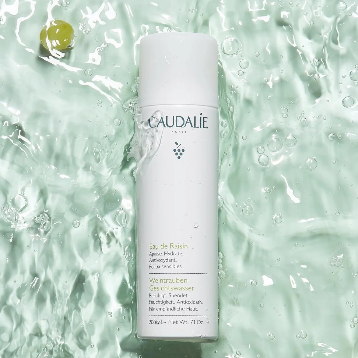 Caudalie Acqua d'Uva – Bruma Lenitiva e Idratante, 100% Uva Bio, Prebiotica e Antiossidante, Pelli Sensibili, Testata Dermatologicamente, Vegano, 300 mL
