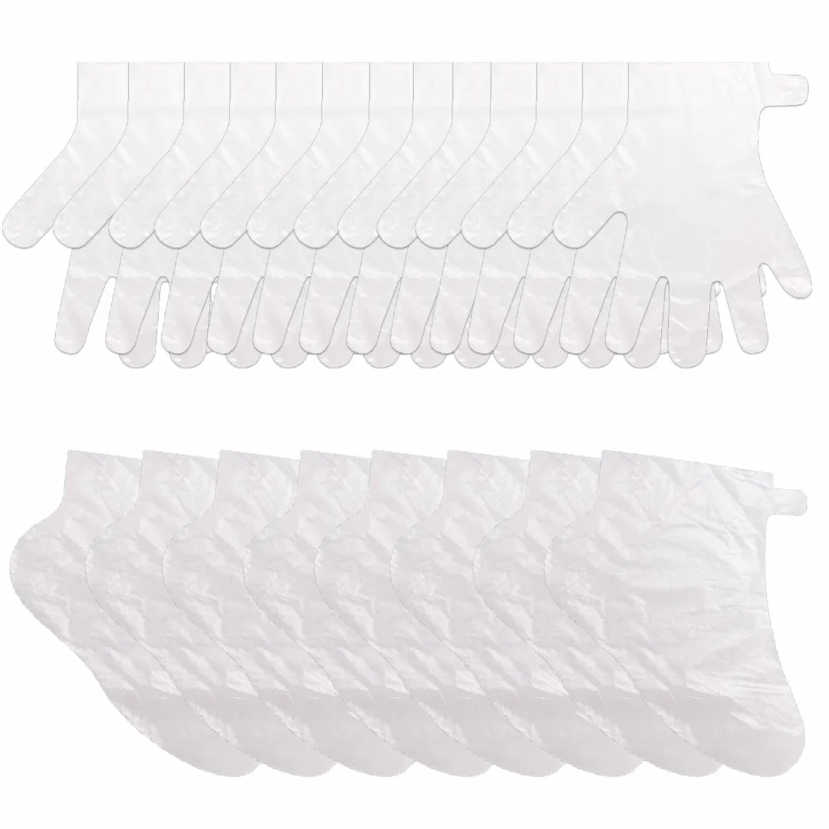 LEEQ Calzini USA e Getta in plastica e Guanti monouso - Plastica Trasparente Monouso Stivaletti, Fodere da Bagno in Cera paraffina per Piedi, per Pedicure Hot Spa Cera Trattamento(200pcs)