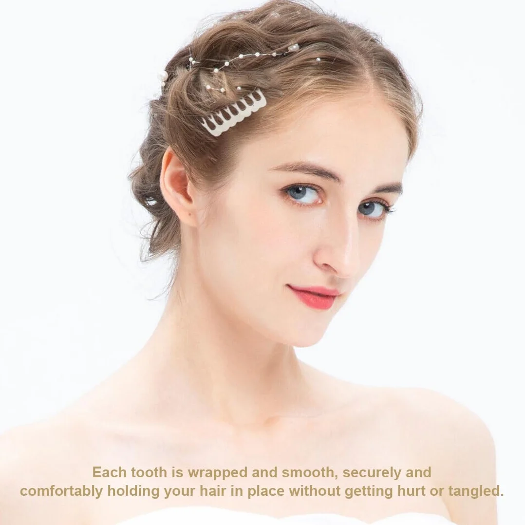 20 Pezzi Pettini Laterali in Metallo 10 & 6 Denti, pettinini per Velo, Lato per Capelli per Capelli da Donna Francese con Denti per Accessori per Capelli con Clip per Chignon Argentato & Oro