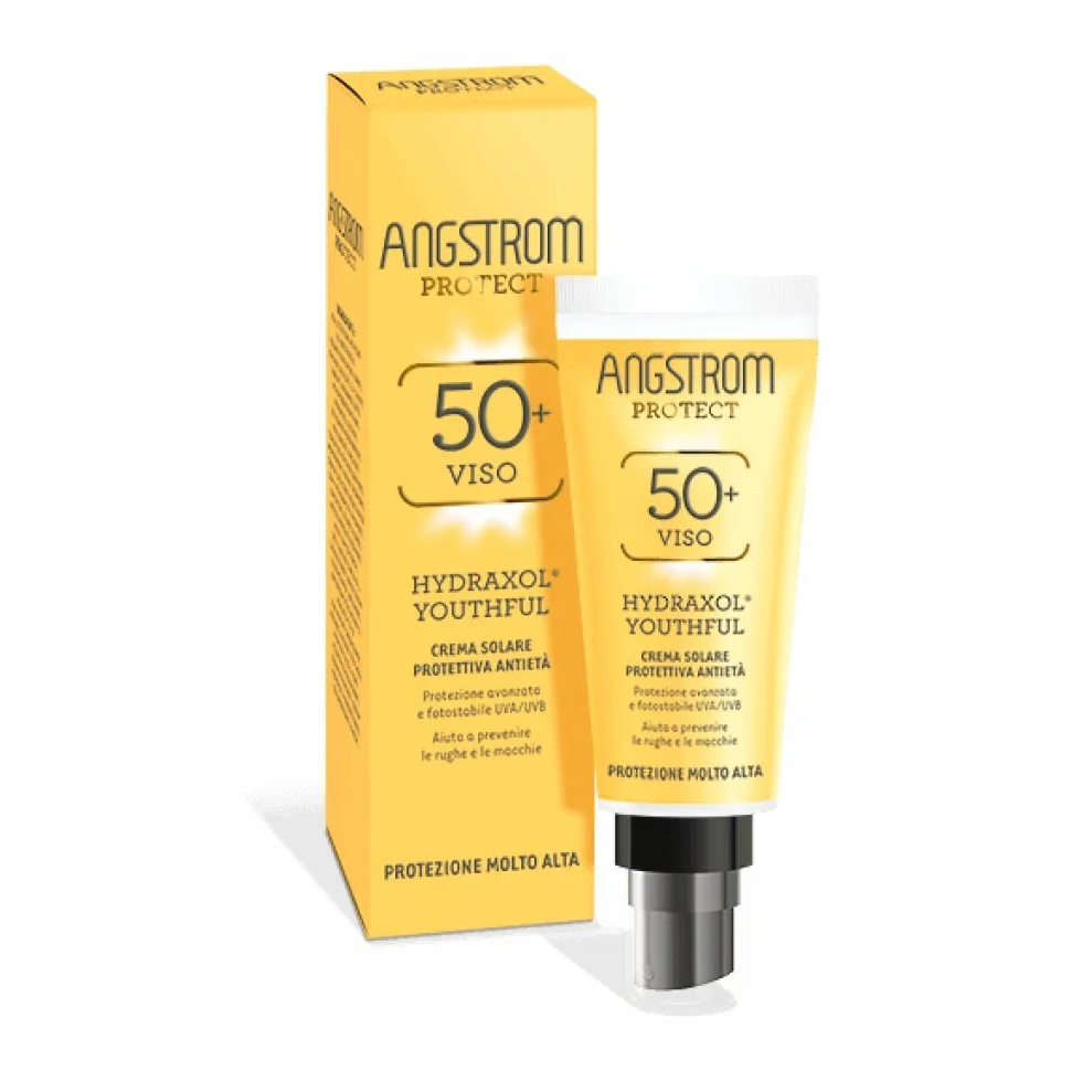 Angstrom Protect Crema Solare Viso SPF 50+, Azione Idratante ed Intensificatore dell'Abbronzatura, Indicata per Pelli Sensibili, 50 ml