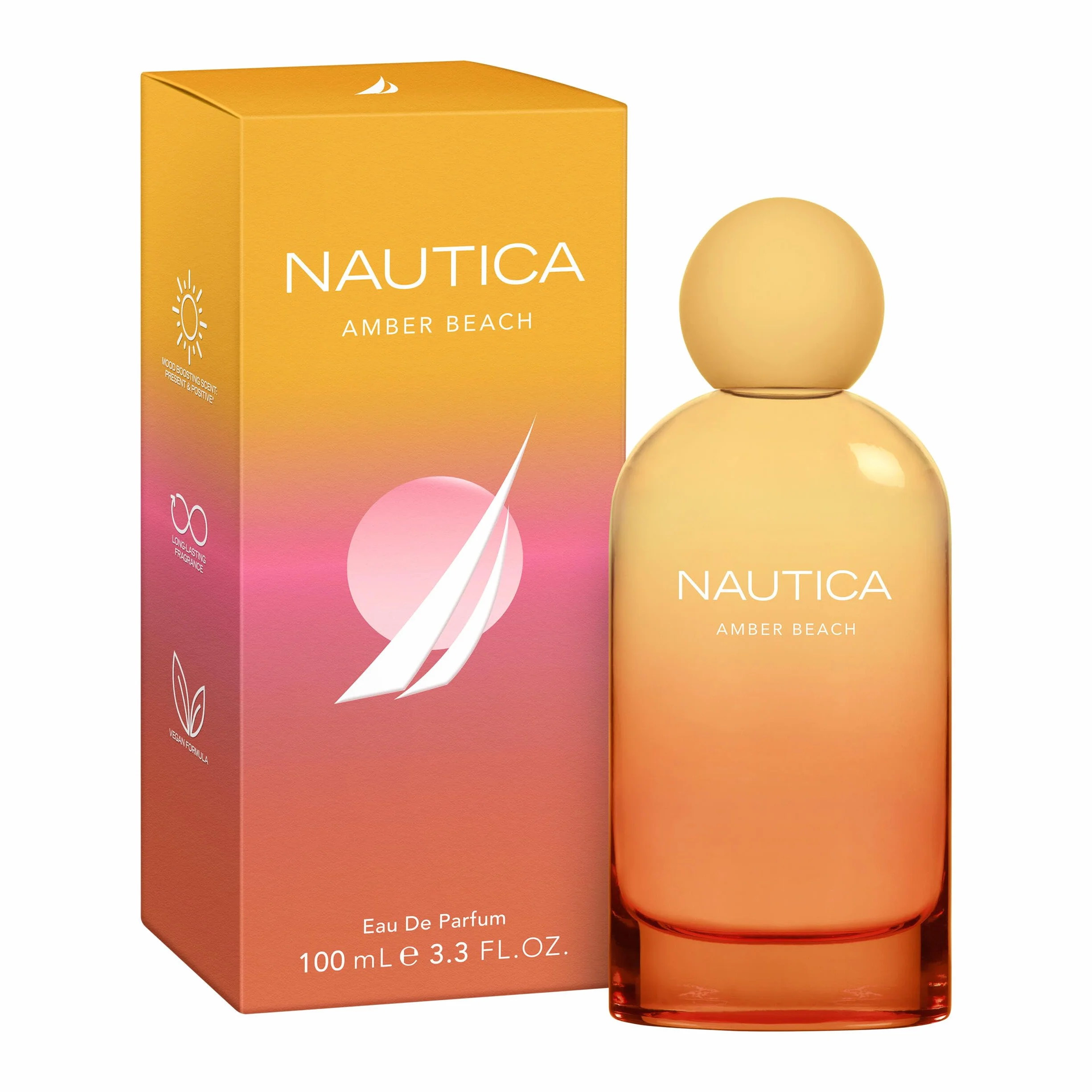 Nautica Amber Beach Eau de Parfum da Donna, Fragranza Mood Boosting, Distintiva e Positiva, Fragranza Ambrata e Fruttata, Formula Vegana, Profumo a Lunga Durata, 3,3 oz