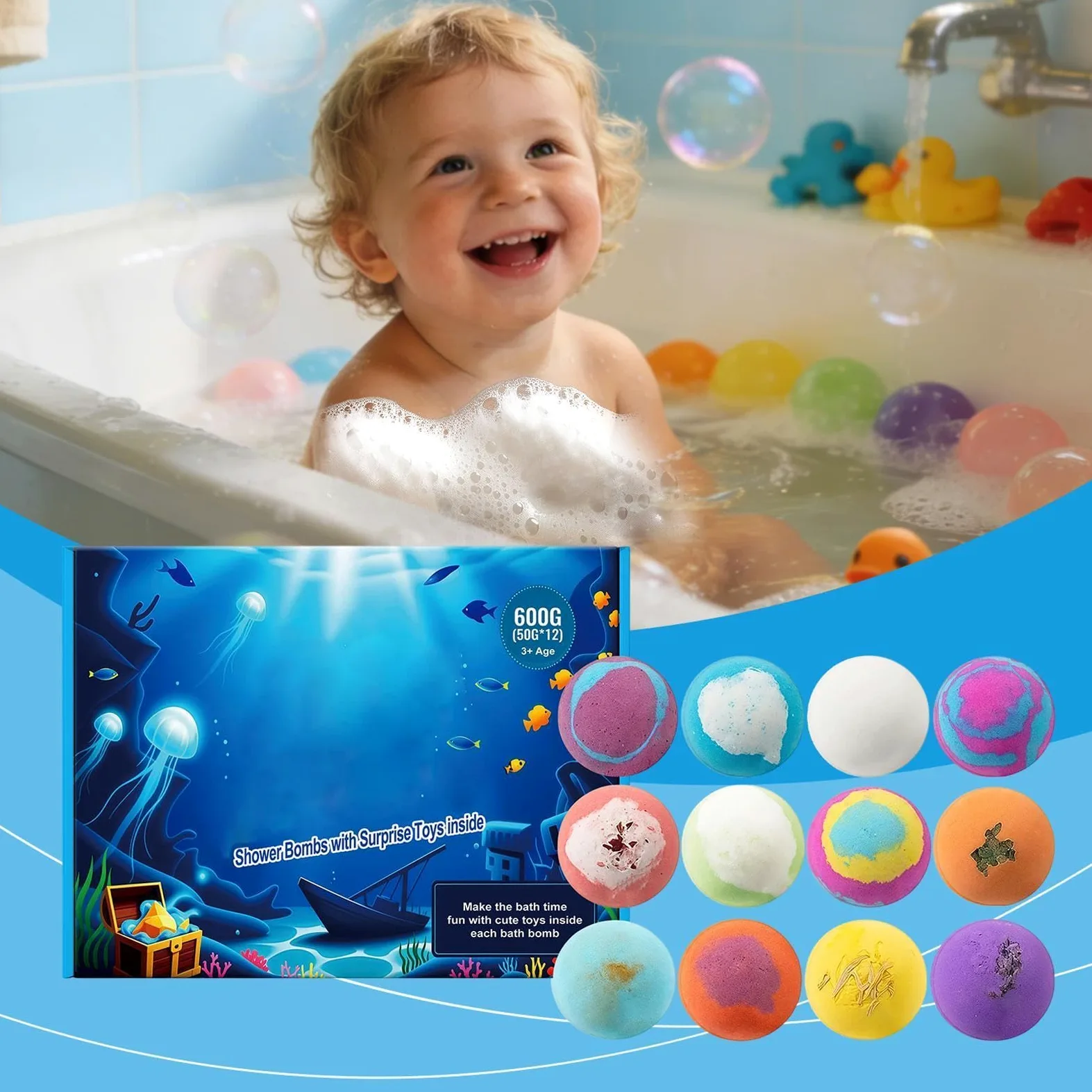 Palline da Bagno per Donne 12 Pezzi Detergente Naturale Rilassante per la | Palle da Bagno Oleose Per Spa Doccia Vasca Bambini E Bambine Calza Cesto Compleanno