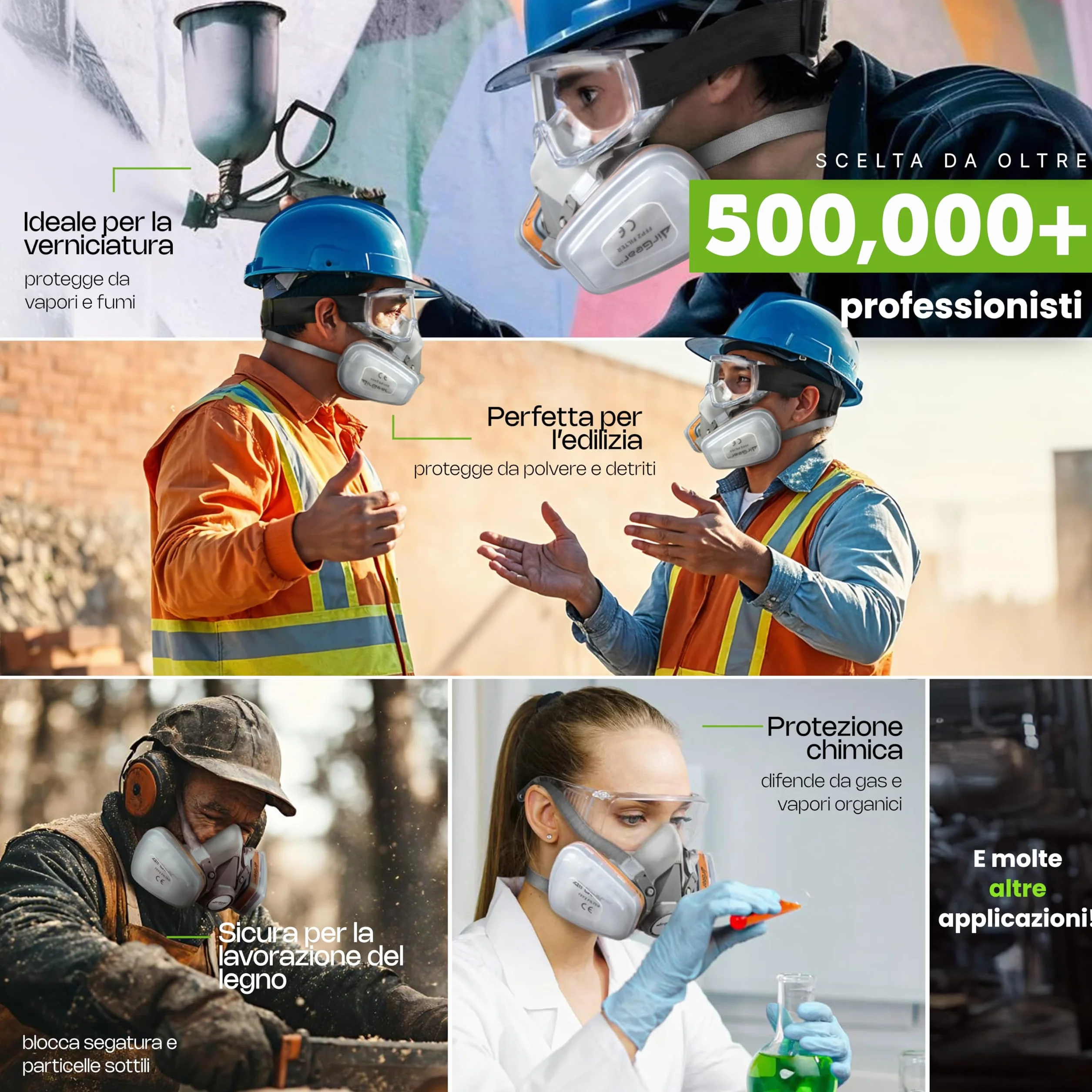 M-500 Maschera Antigas Antipolvere Riutilizzabile con Filtri AirGearPro