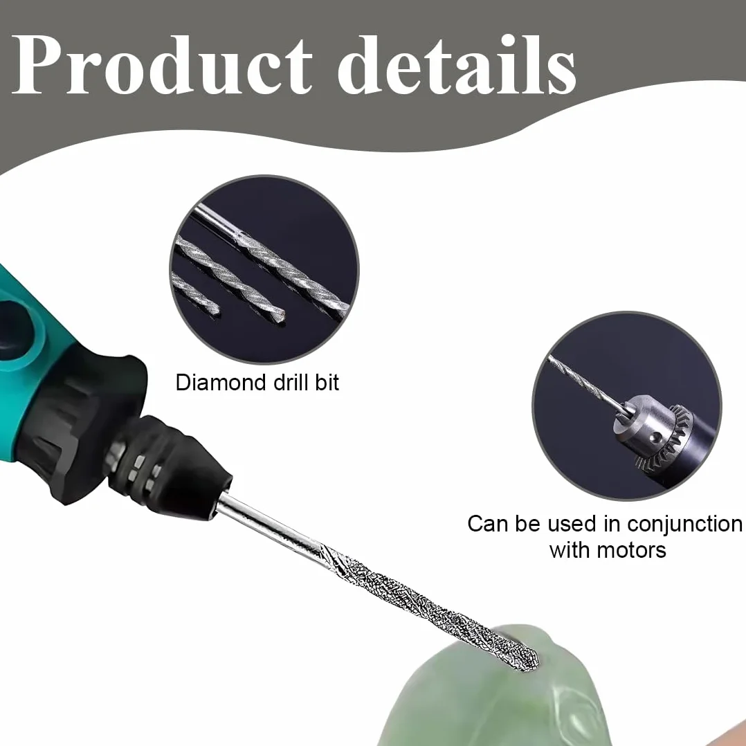 Set di Punte per Trapano in Carburo 8 Pezzi 0,8-3,0 mm per Vetro Metallo