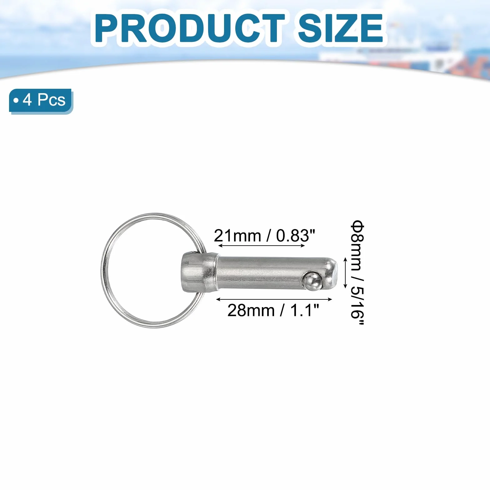 QUARKZMAN Spilla a Rilascio Rapido 5/16"(8mm) Acciaio al Carbonio per Accessori Nautici 4Pz