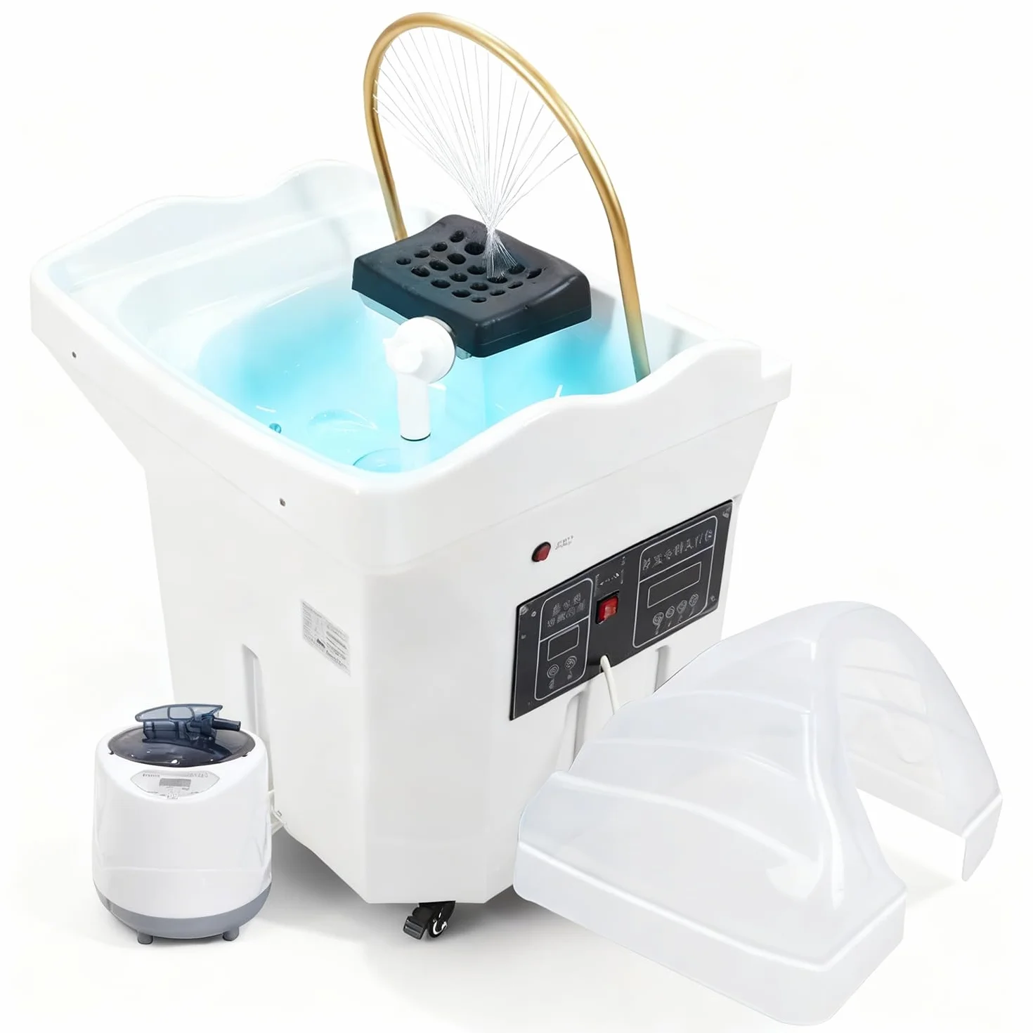 Attrezzatura Per Head Spa Dell'Acqua Serbatoio Portatile 60 l, 4 Ruote Universali Scaldabagno Lavandino Shampoo D'Acqua Giapponese Lavatesta Portatile per Massaggio, per Salone