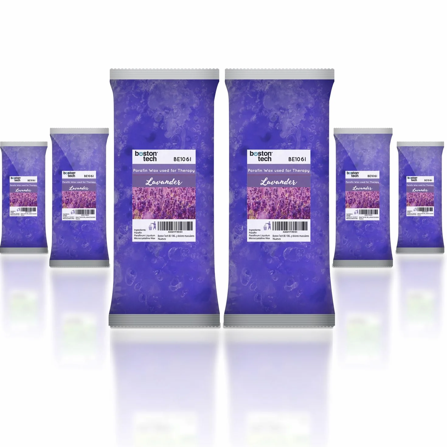Cera di paraffina per mani e piedi Boston Tech|Riabilitazione antiossidante+ Trattamento di artrite e artrosi+ Idrata+ Nutre+ Estetica|Ideale per qualsiasi bagno di paraffina|6 blocchi da 450g Lavanda