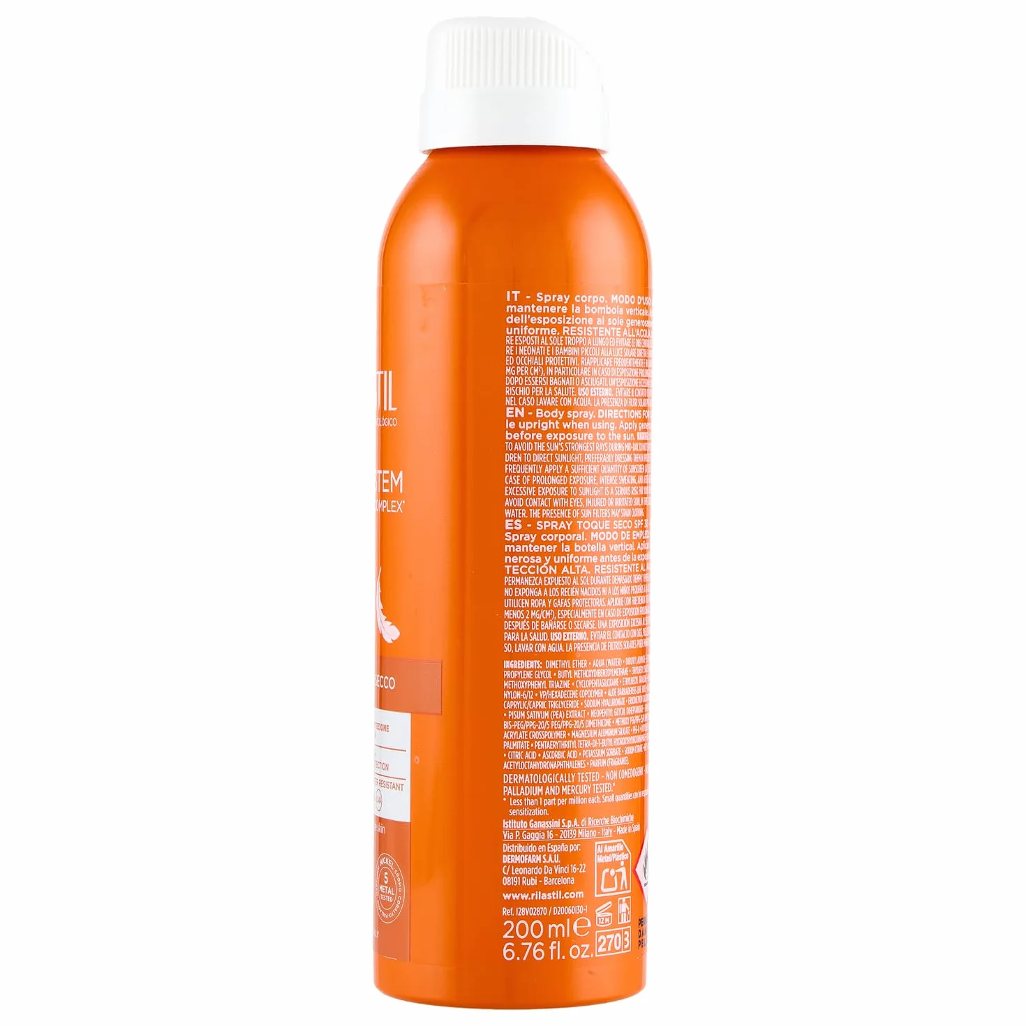 Rilastil Sun System, Dry Touch Spray SPF30 ad Azione Antiossidante per Pelle Sensibile, resistente all'acqua, 200 ml