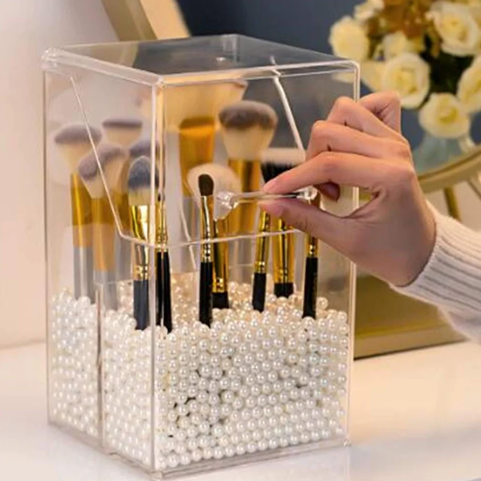 Yardwe - Organizer per cosmetici in acrilico trasparente, con 1000 perle