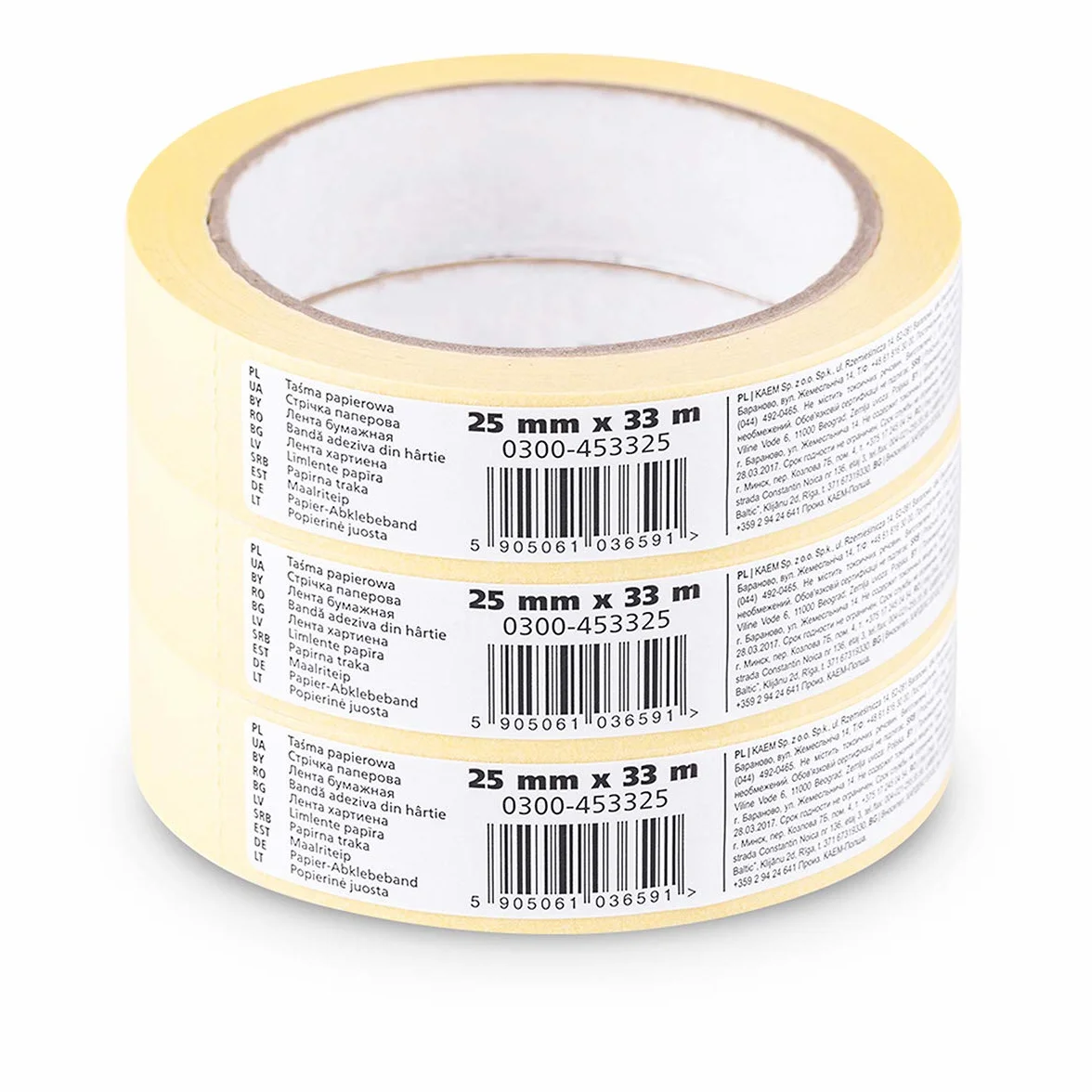 Kreppband Malerband 25mm x 33m, 3 Stück, gelb, Serie 545