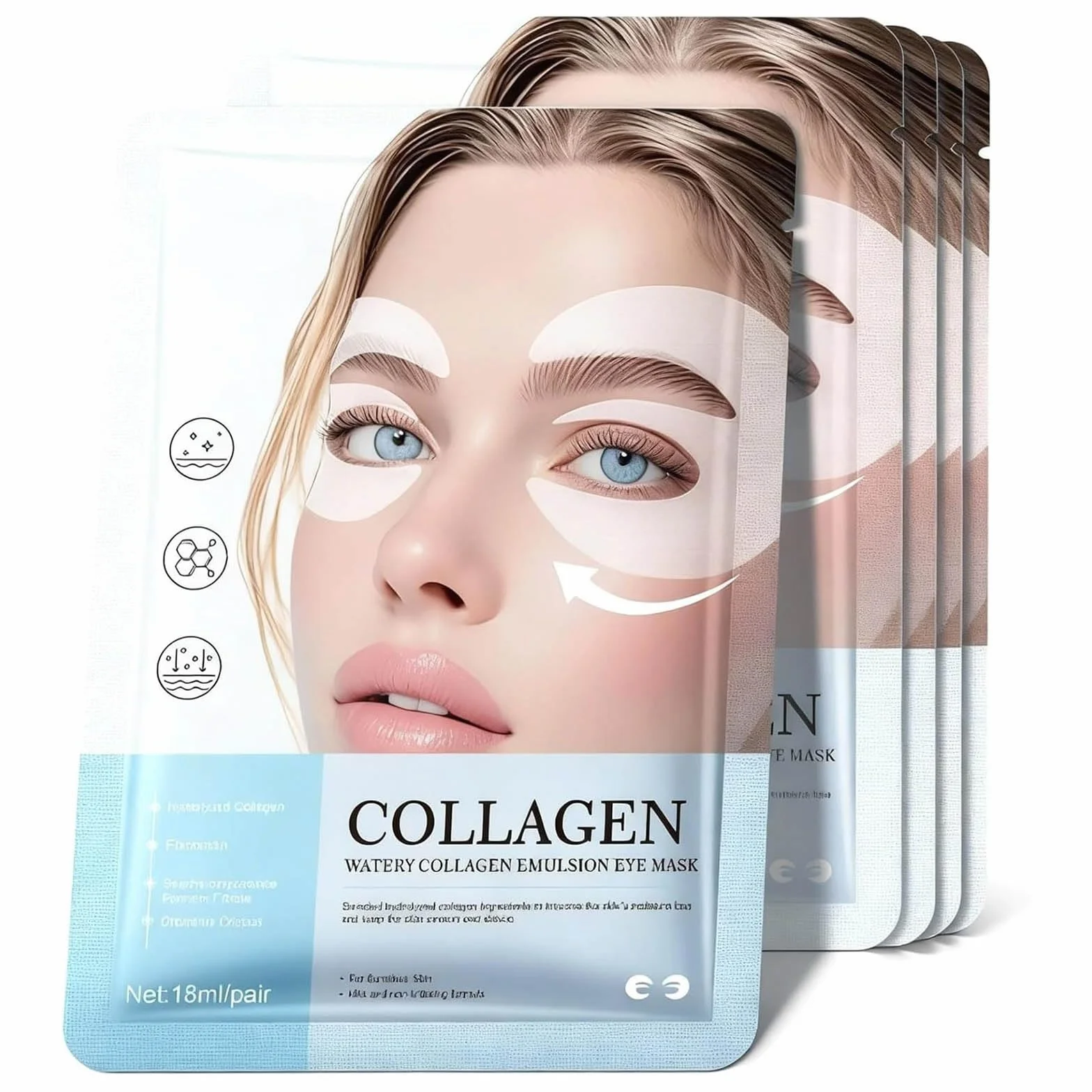 10 paia di cerotti al collagene per occhiaie e gonfiore, maschere per occhi con bio-collagene, complesso peptidico e vitamina C, per pelli sensibili
