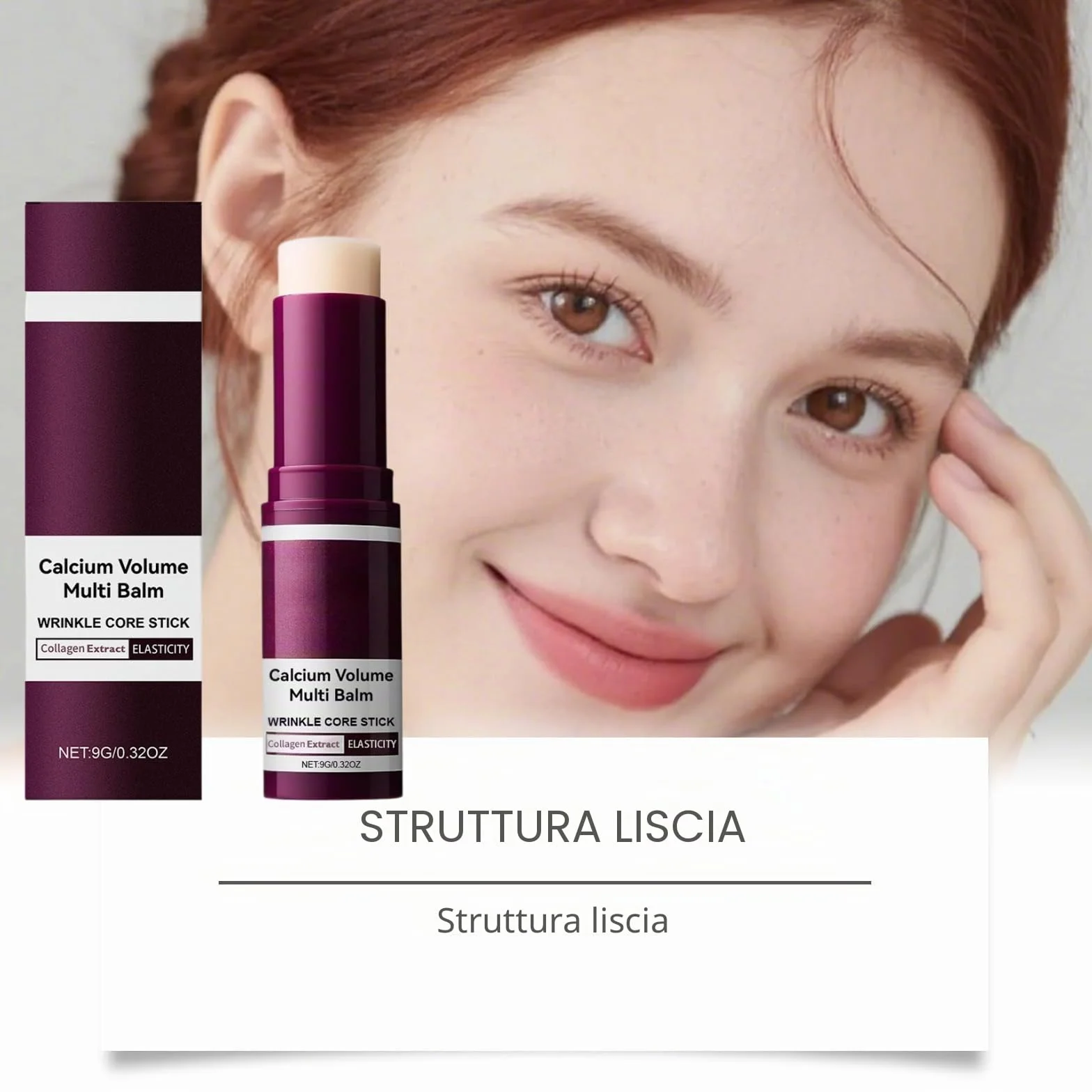 Calcium Volume Multi Balm Stick, stick antirughe con estratto di collagene, balsamo idratante ed elasticizzante per viso, occhi e labbra, cura multiuso per l'uso quotidiano (2 pezzi)