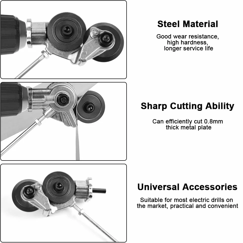Taglierina Elettrica per Lamiera, Metal Cutter Nibbler Kit, Accessorio per Trapano