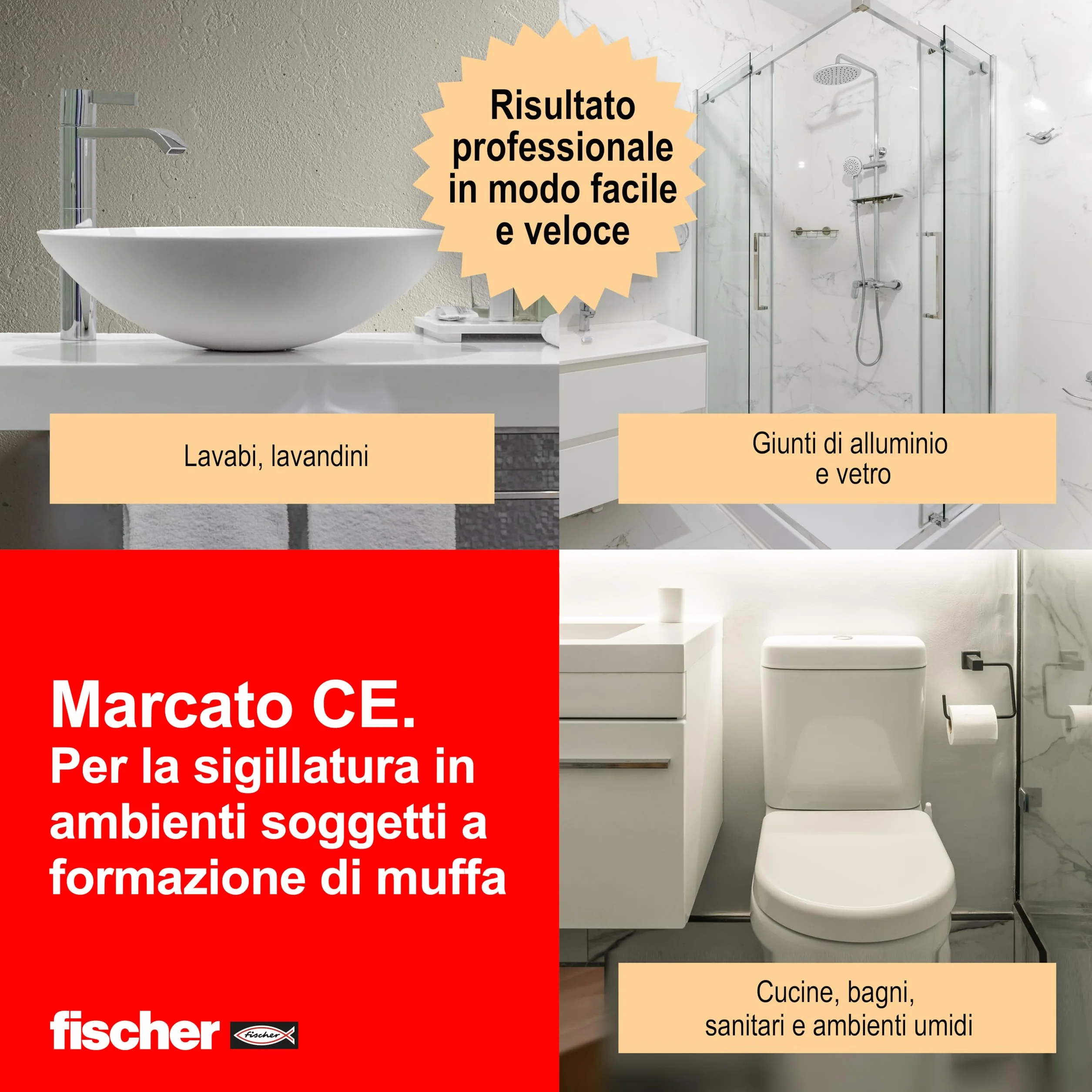 Fischer SNS Silicone Neutro Sanitari Bianco Antimuffa 9383