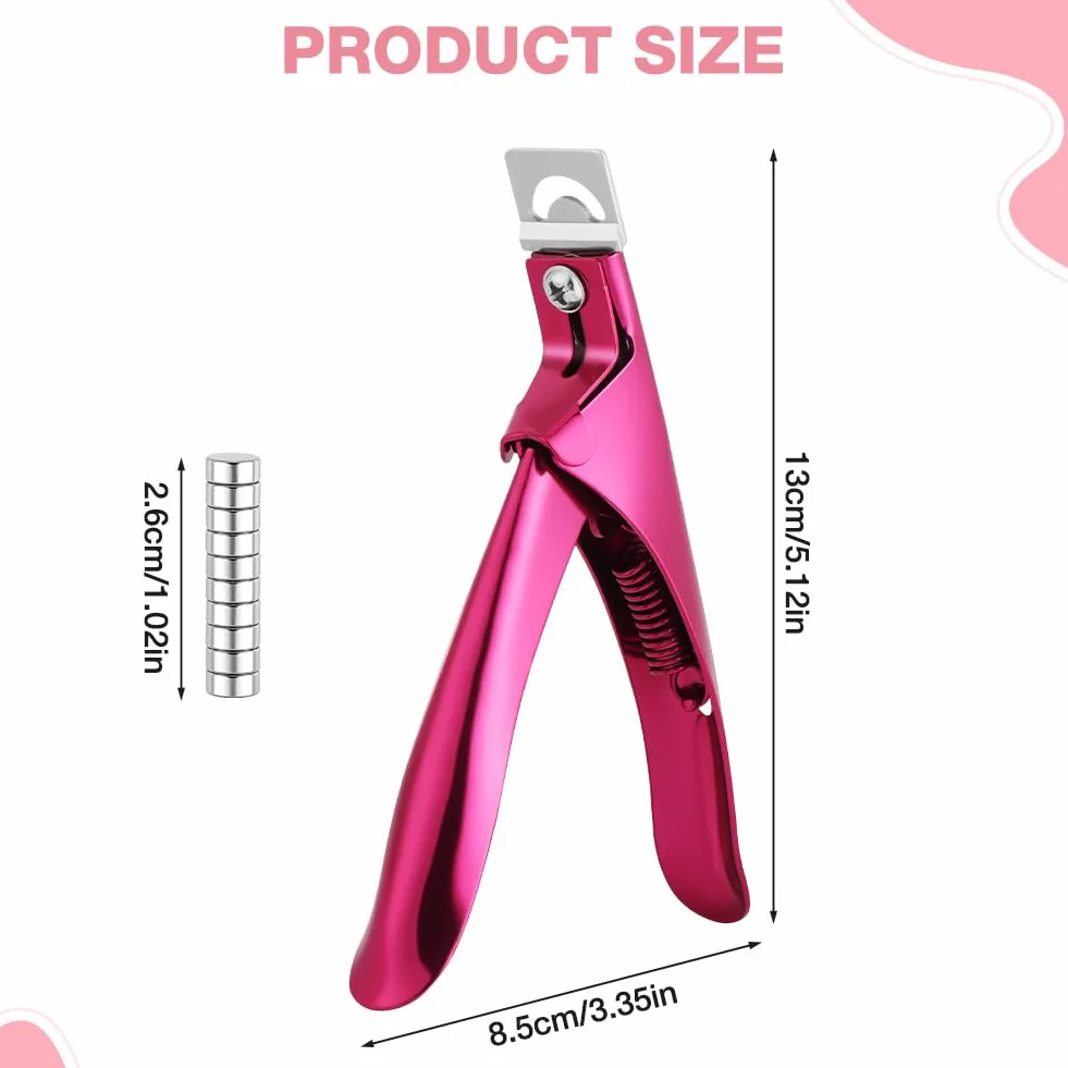 Tagliaunghie in Acrilico, Gel Artificiale Manicure Trimmer con 10 Magnete, Tagliaunghie in Acciaio Inox, Nail Clippers per Unghie Finte e Unghie in Gel(Rosa)