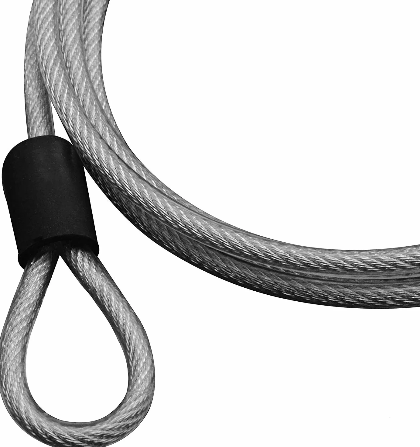 Cavo sicurezza bloccaggio flessibile acciaio intrecciato doppio anello toroidale bicicletta rivestito vinile