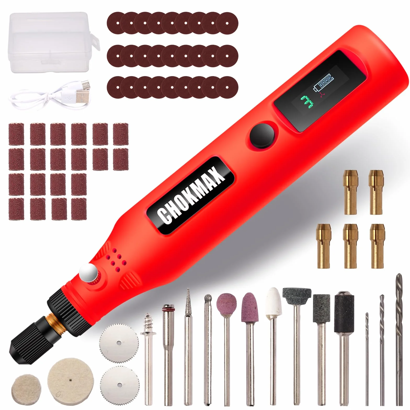 Mini utensile rotante senza fili kit smerigliatrice 3 velocità 72 accessori ricarica USB-C levigatura lucidatura rettifica