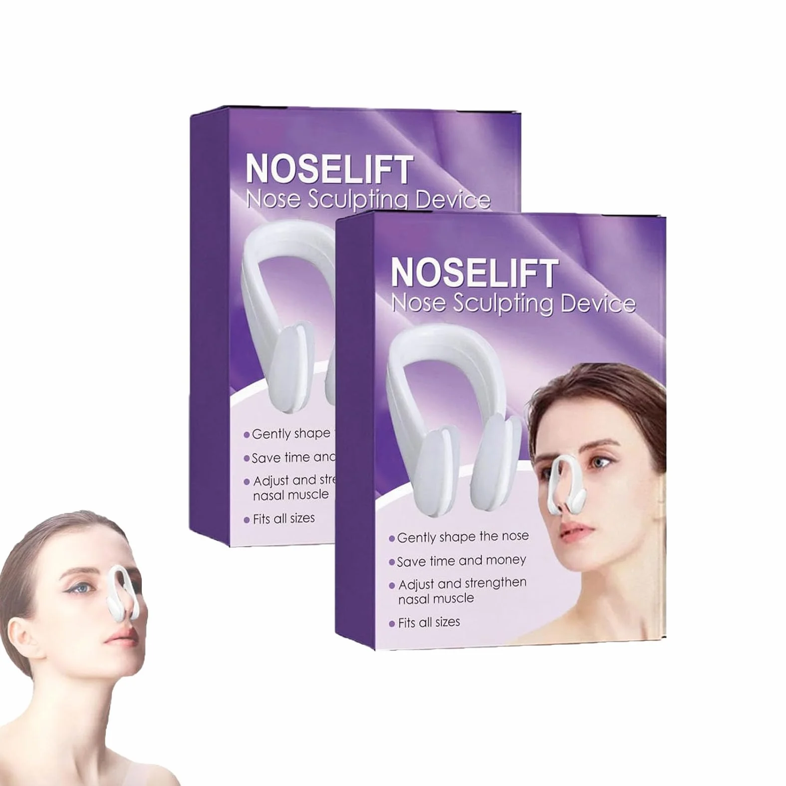 Nosanova Dispositivo Per Scolpire Il Naso, Correttore Per Lisciare Il Ponte Del Naso In Silicone Morbido, Più Sottile Per Nasi Larghi (2PCS)