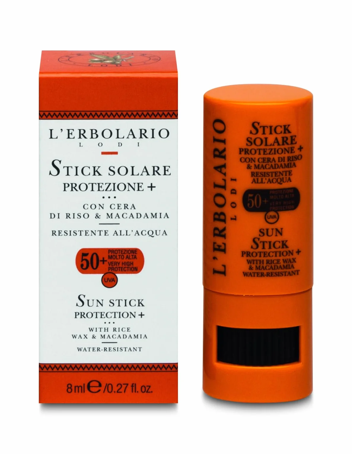 L'Erbolario Stick Solare Viso e Corpo - Protezione Molto Alta - SPF 50+ - Resistente all'Acqua - Per Raggi UVA e UVB - Made in Italy - 1 Stick da 8 ml