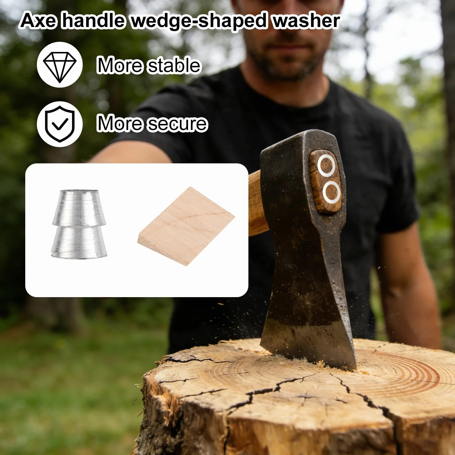 Cunei Riparazione Manico Martello 5 Legno 15 Acciaio per Ascia Carpentiere