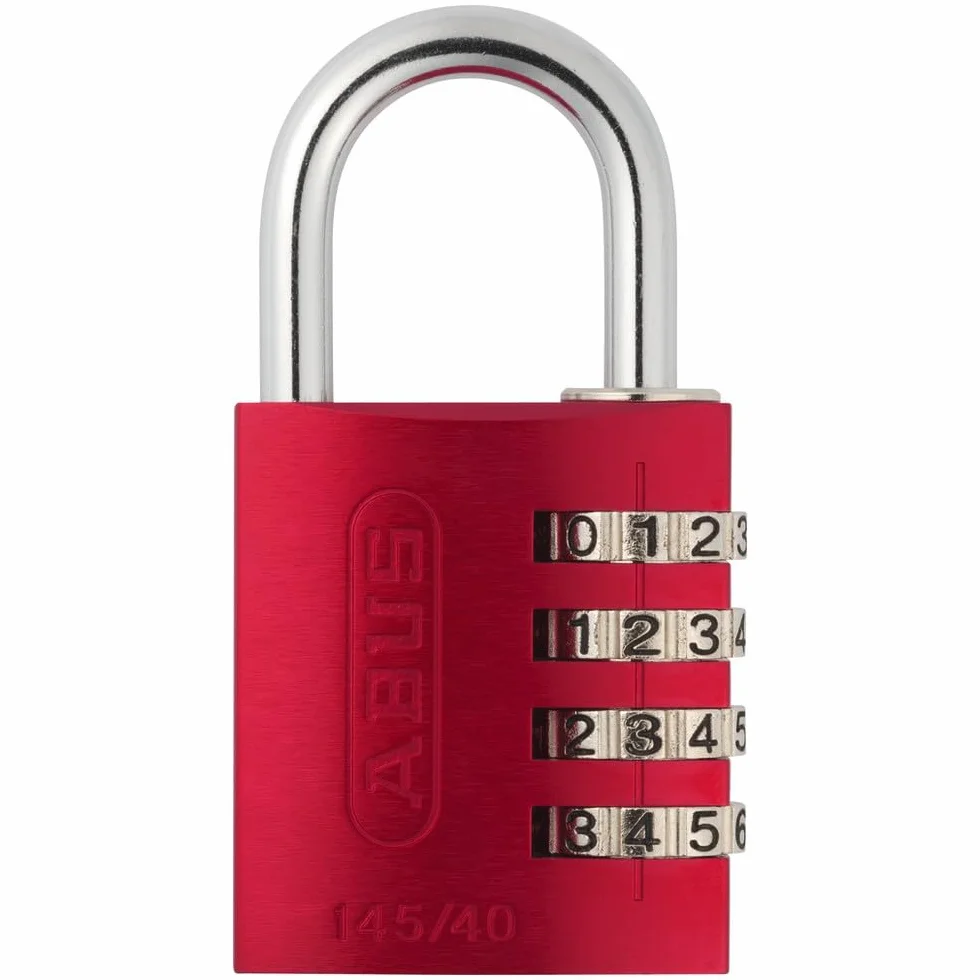 ABUS Lucchetto a Combinazione 145/40 Rosso - Lucchetto in Alluminio con Codice Numerico Regolabile, Livello di Sicurezza 4