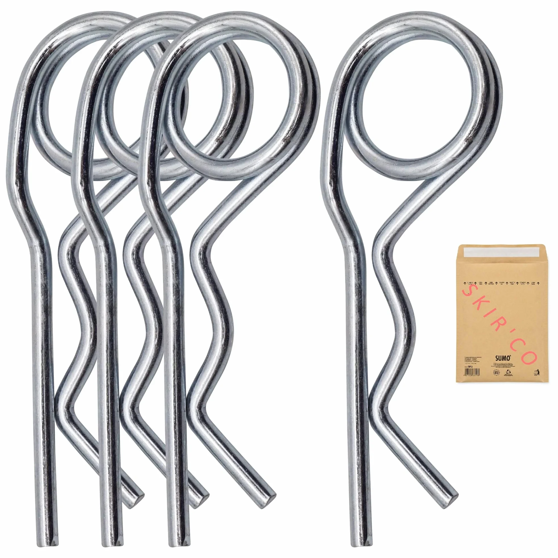 SKIR'CO Coppiglie a molla in acciaio zincato 4 mm, Clip R a doppio anello