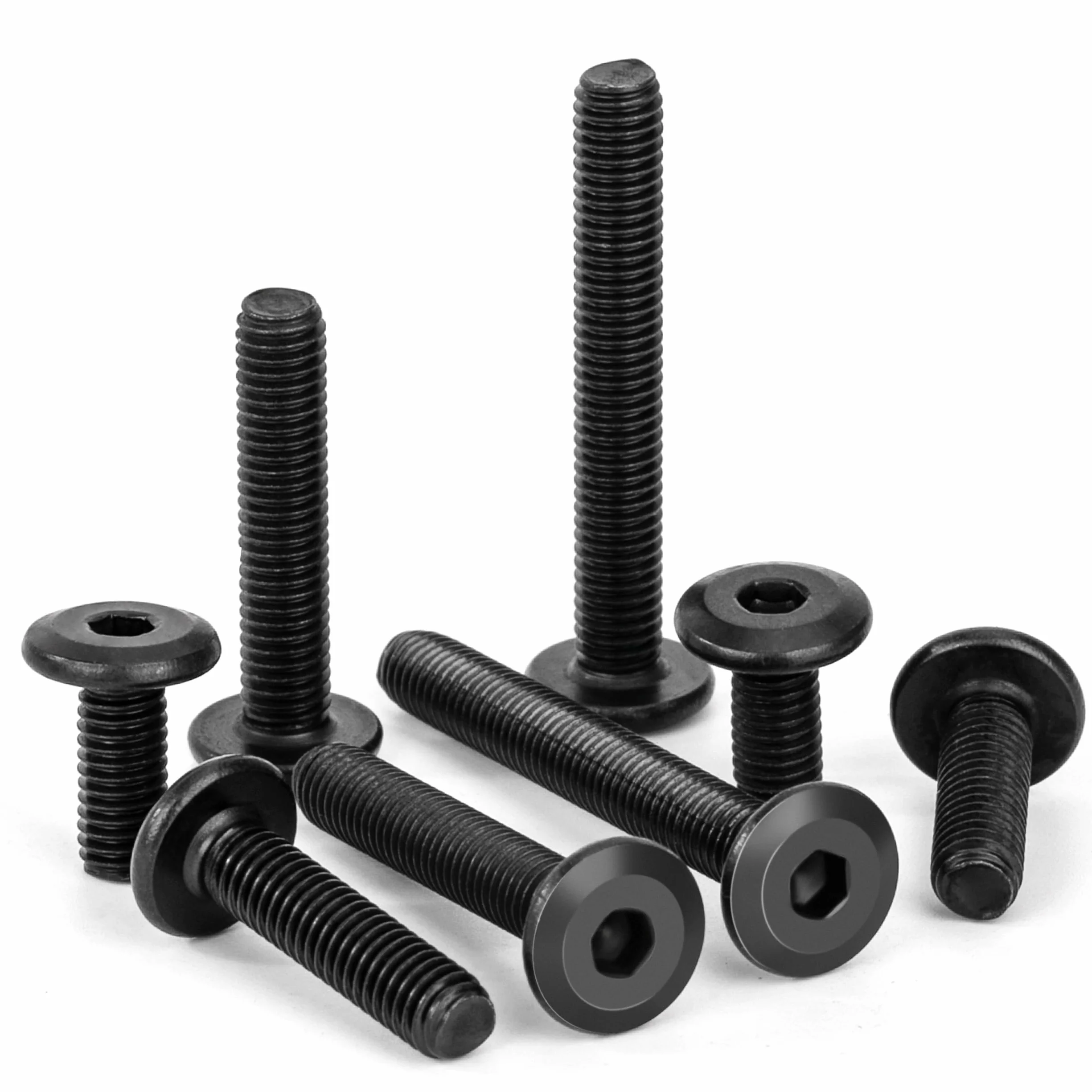 Viti a Testa Piatta M5 x 12 mm Nero Acciaio Inox A2 V2A Bulloni per Mobili con Chiavi a Esagono Filettatura Completa