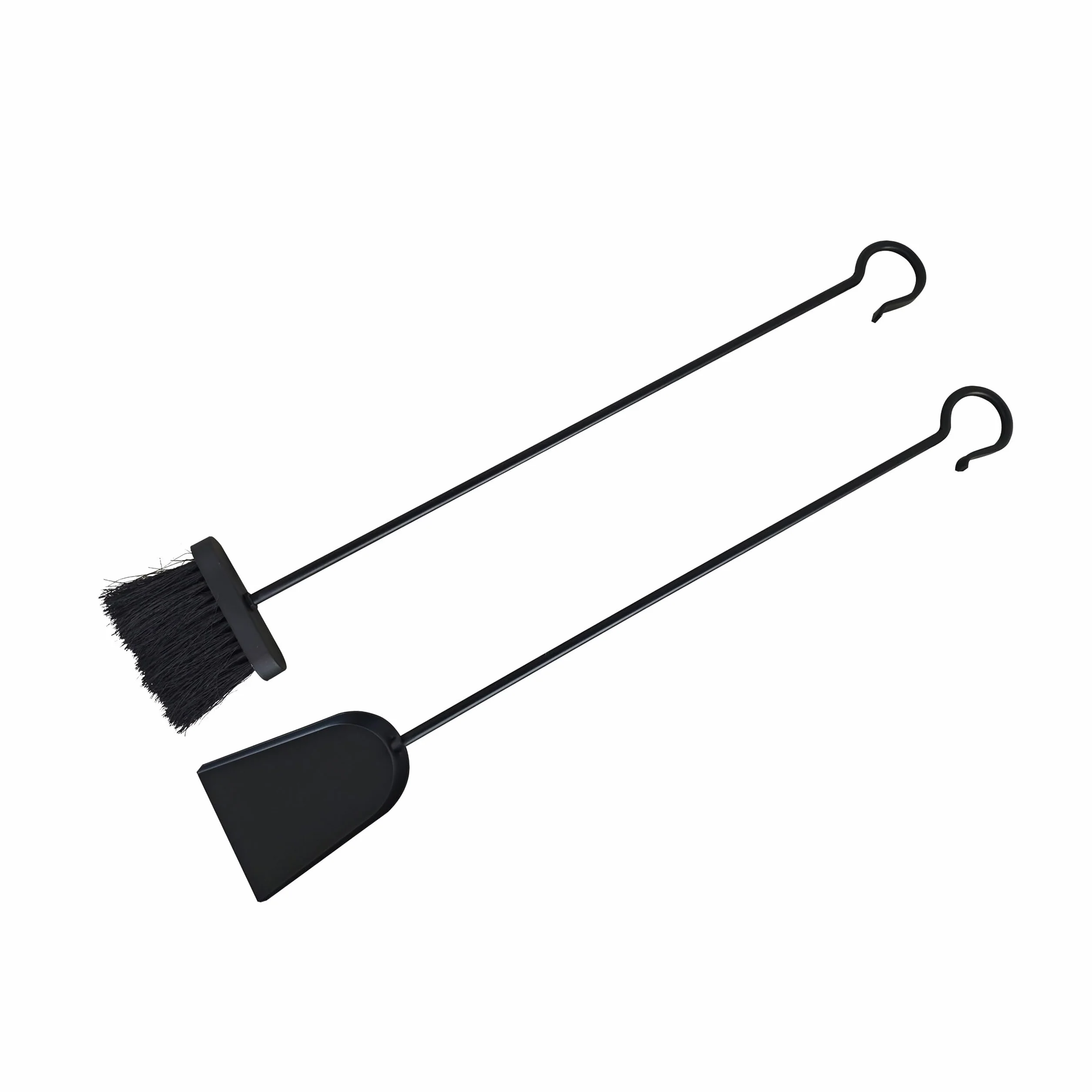 Relaxdays Set Pulizia Camino 2 Pezzi Paletta Scopa Cenere Ferro Nero