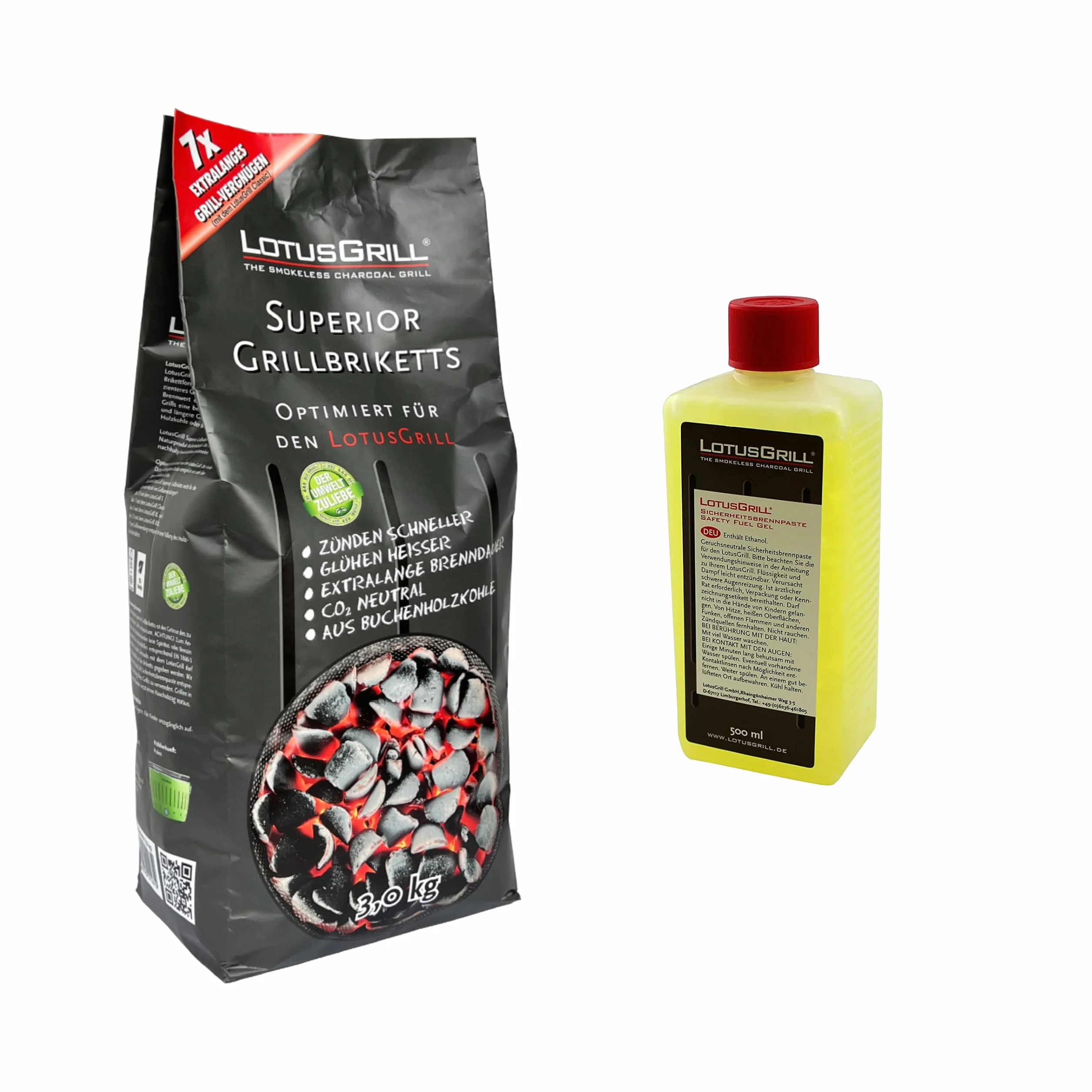LotusGrill Superior BBQ 3 kg + pasta combustibile 500 ml