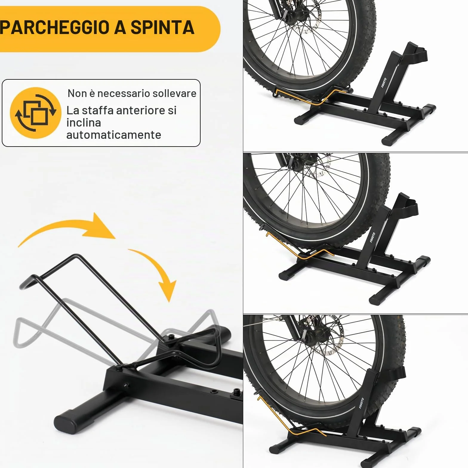 Favoto Cavalletto per E-Bike e Biciclette - Supporto da Pavimento per Bici Elettriche e Tradizionali 20-29 Pollici 38kg Nero